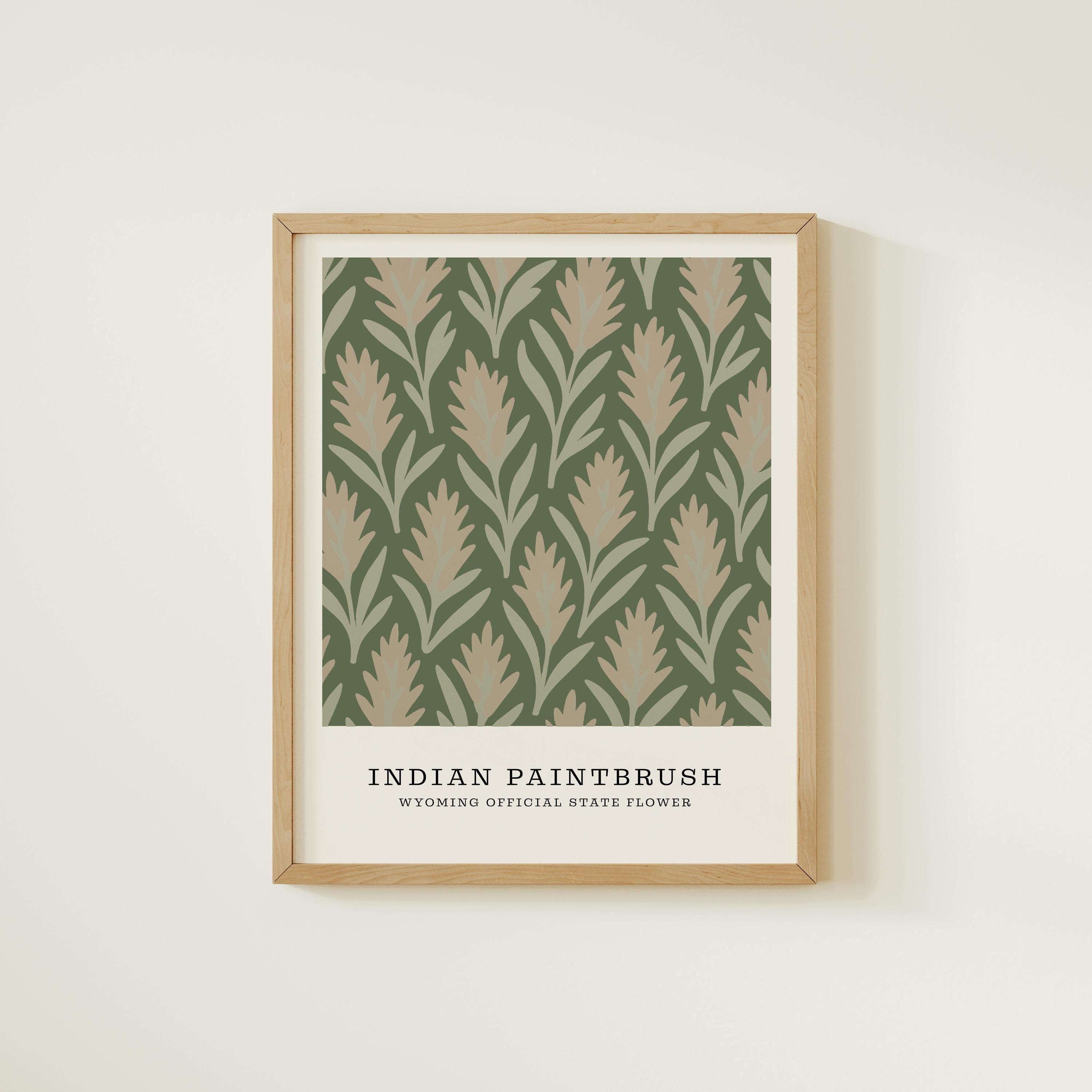 Wyoming state flower art print, Indian paintbrush