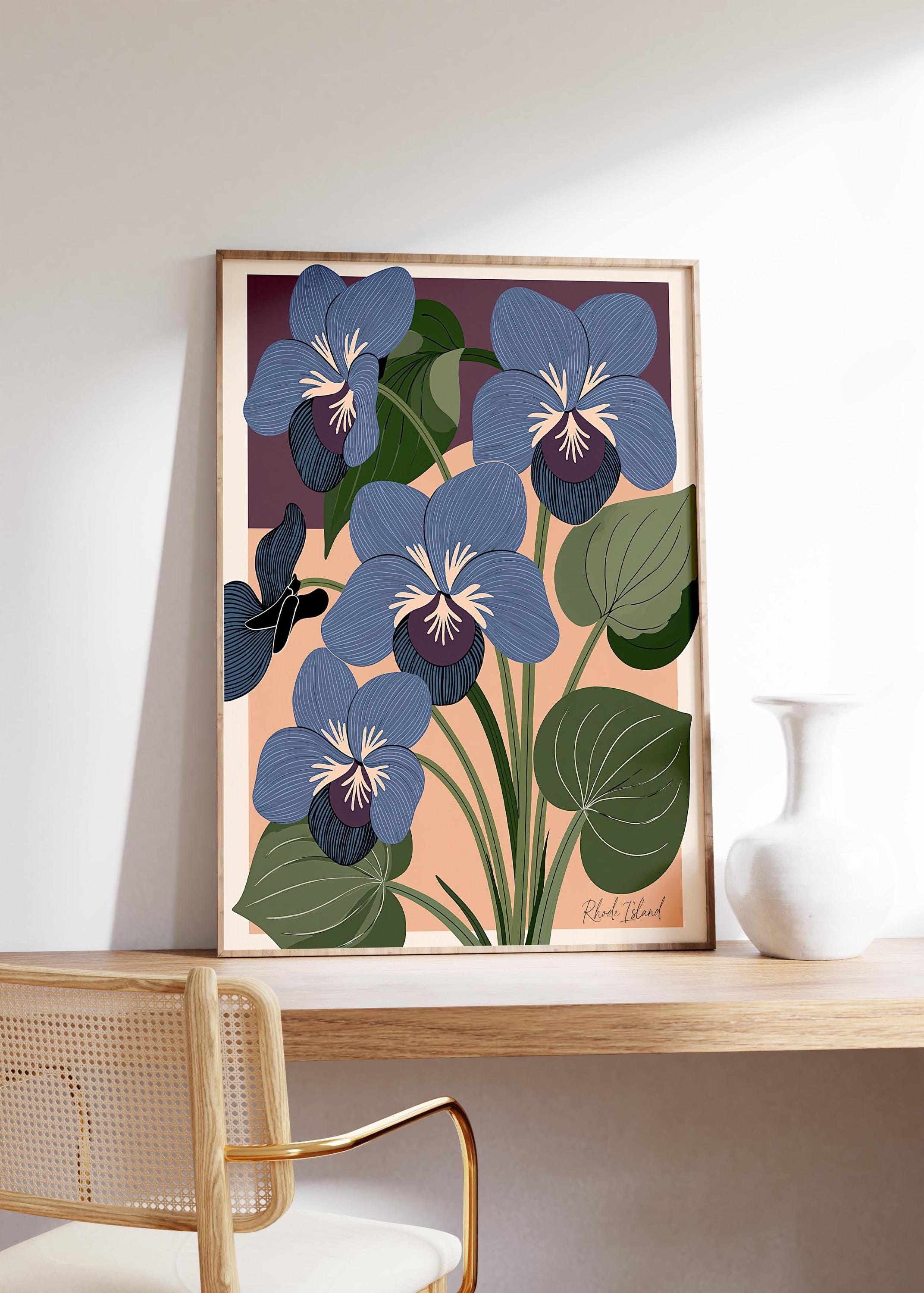 Rhode Island state flower art print, violet