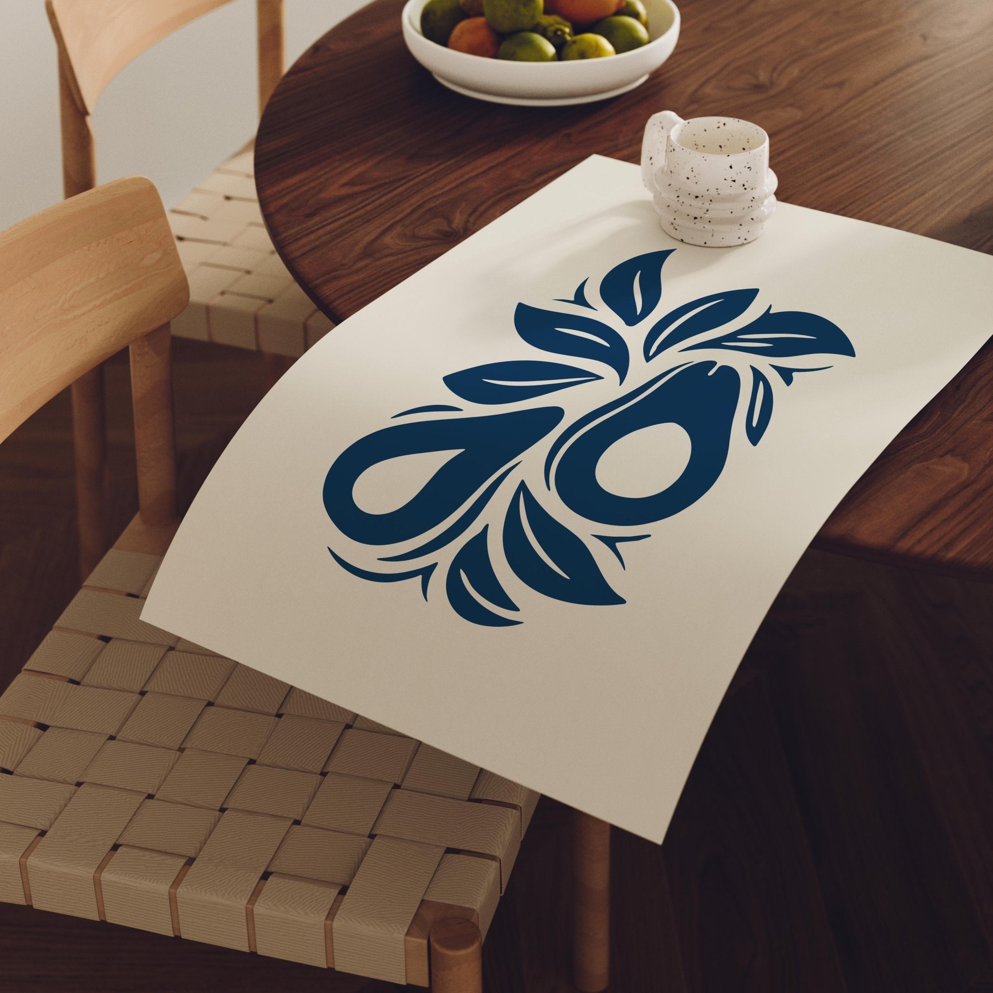 Blue Avocado Art Print, Minimal Kitchen Wall Decor - The FlatFile Society