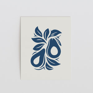 Blue Avocado Art Print, Minimal Kitchen Wall Decor - The FlatFile Society