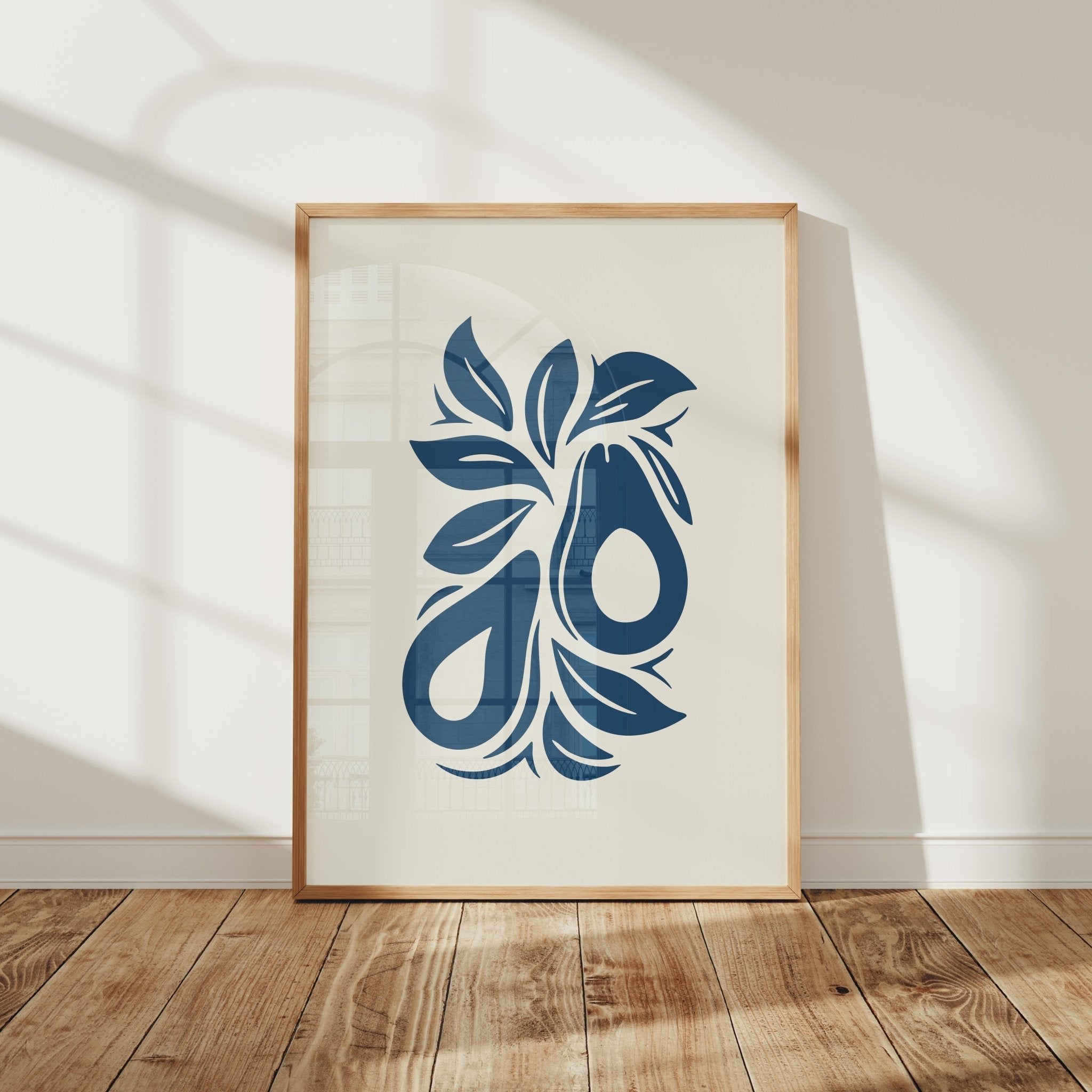 Blue Avocado Art Print, Minimal Kitchen Wall Decor - The FlatFile Society