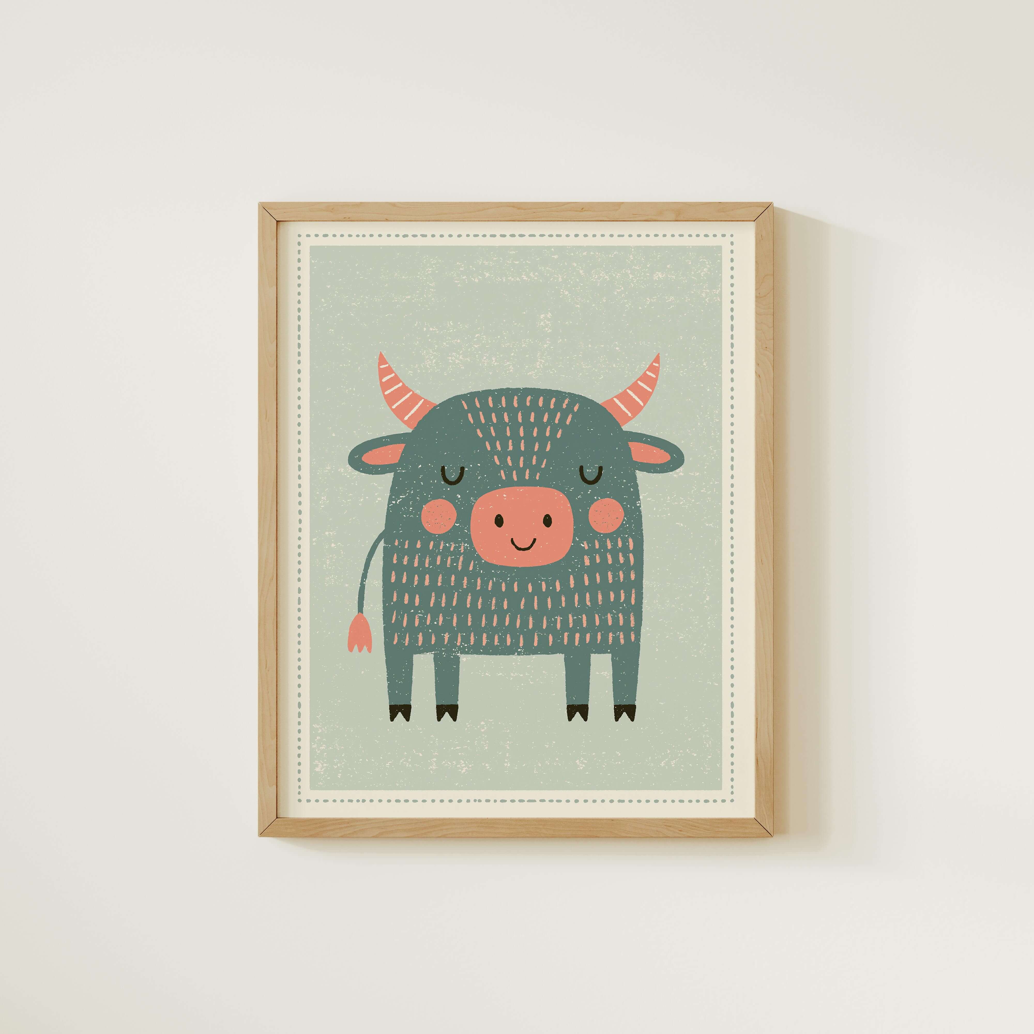 Blue Bull Nursery Print
