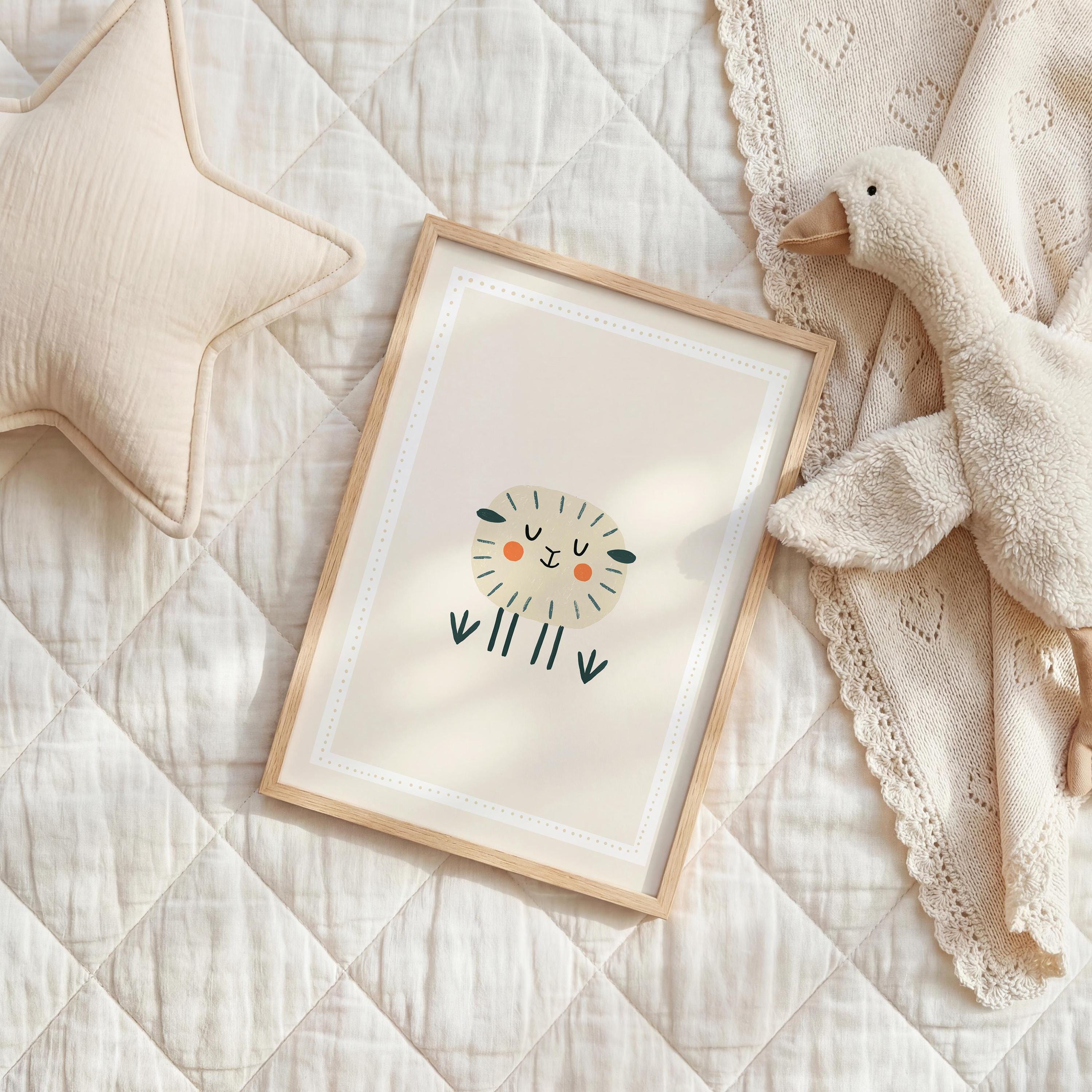 Cream sheep nursery print
