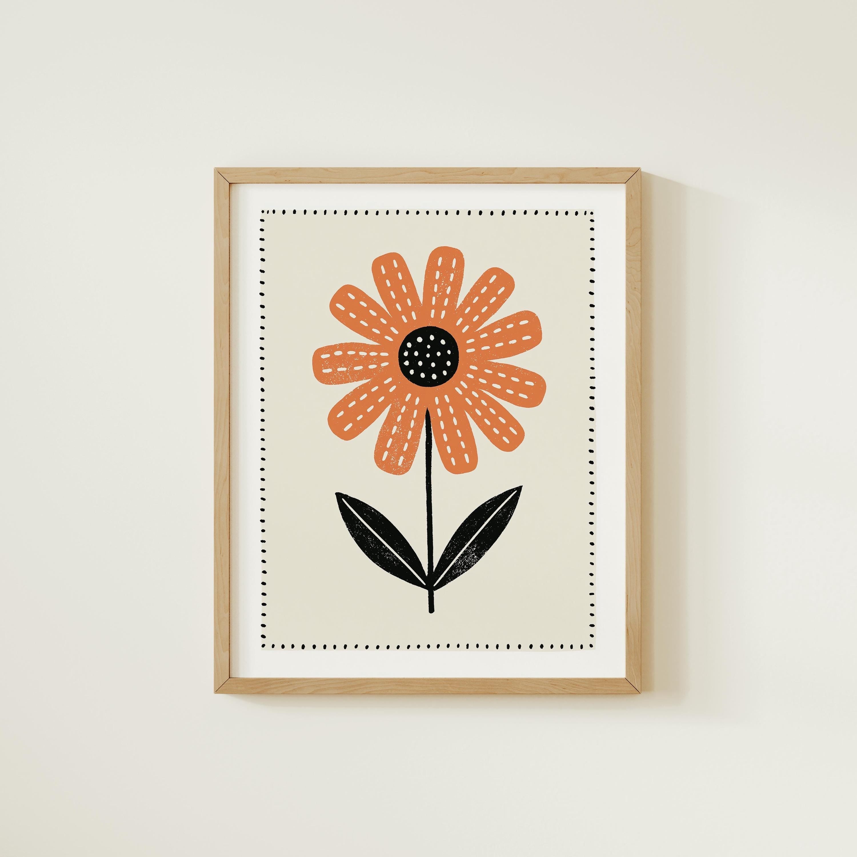 Orange daisy nursery print