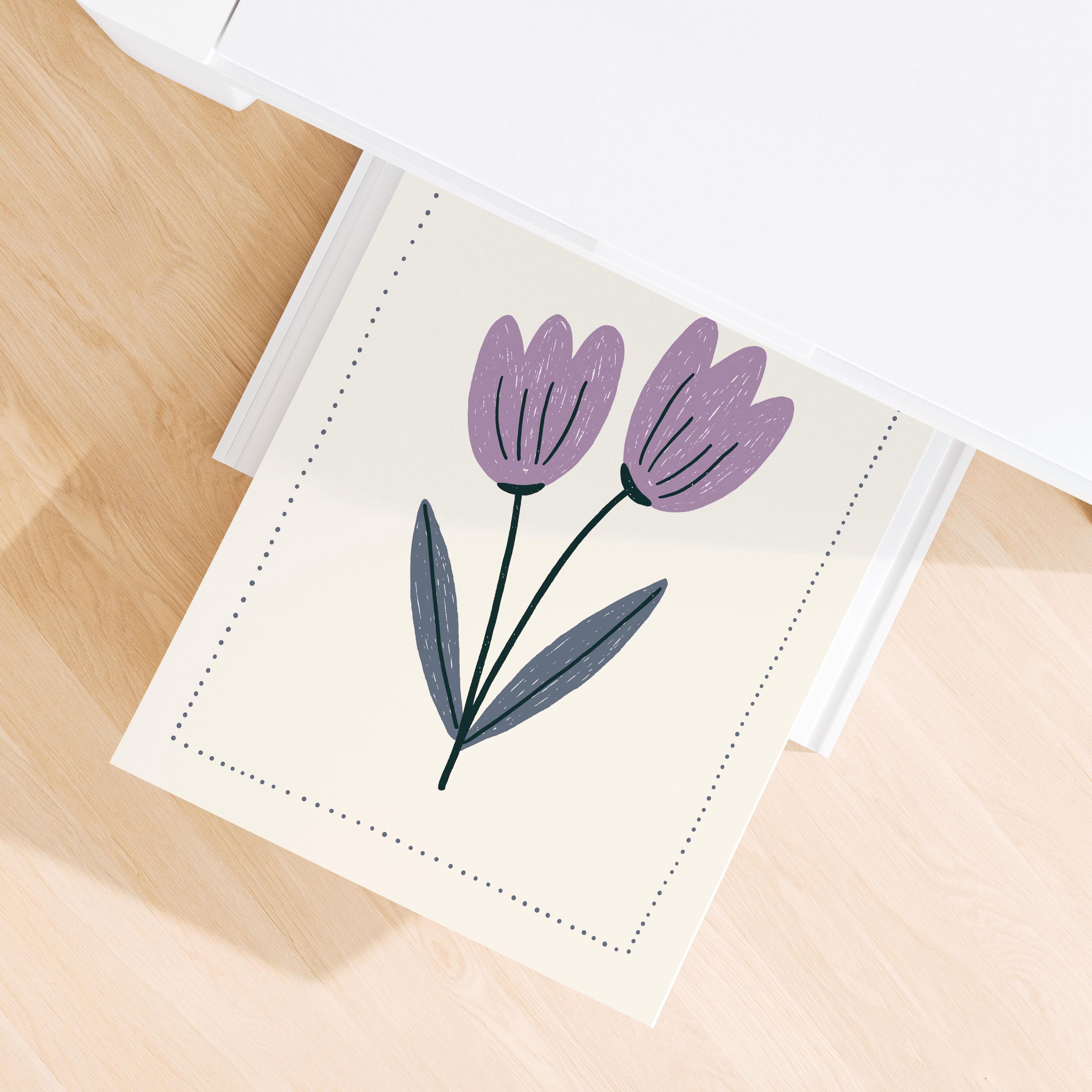 Purple tulips nursery print