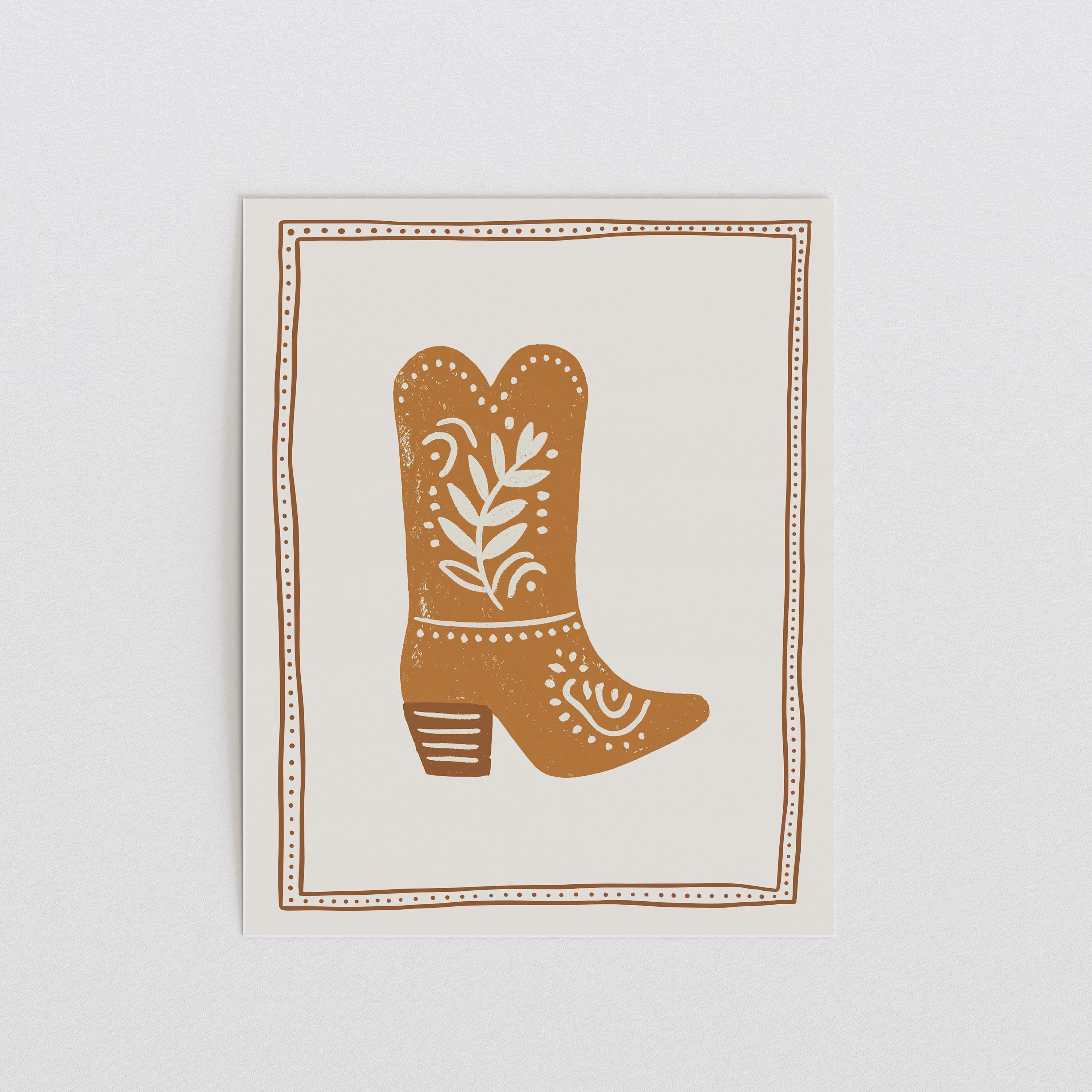 Cowboy boot nursery print