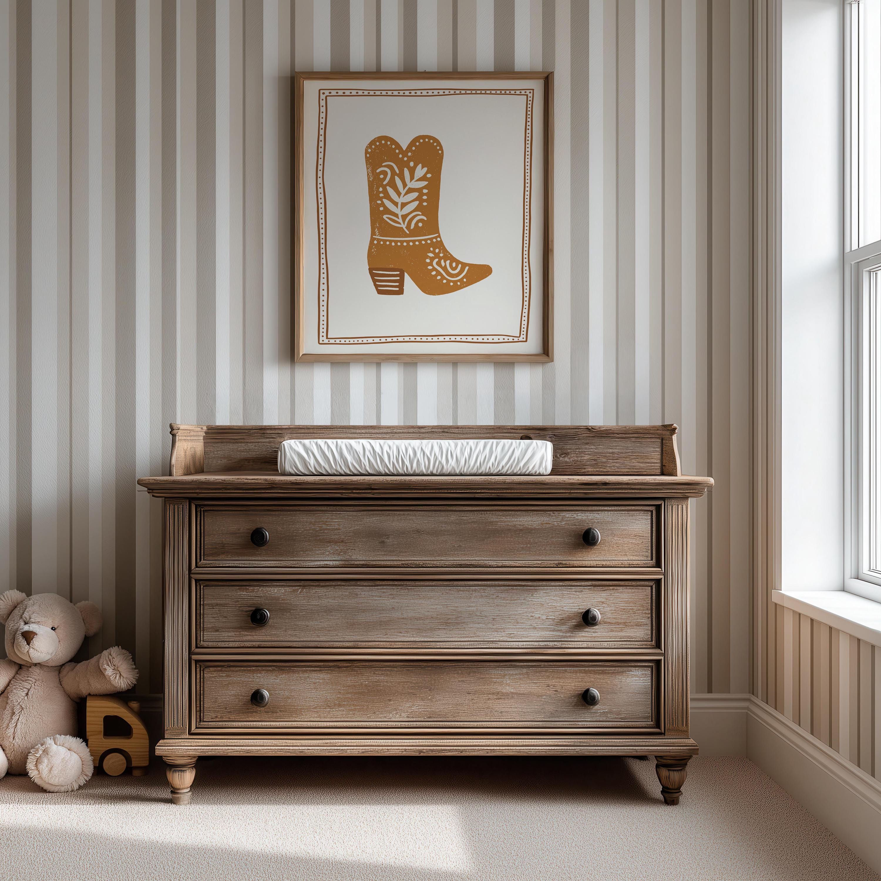 Cowboy boot nursery print