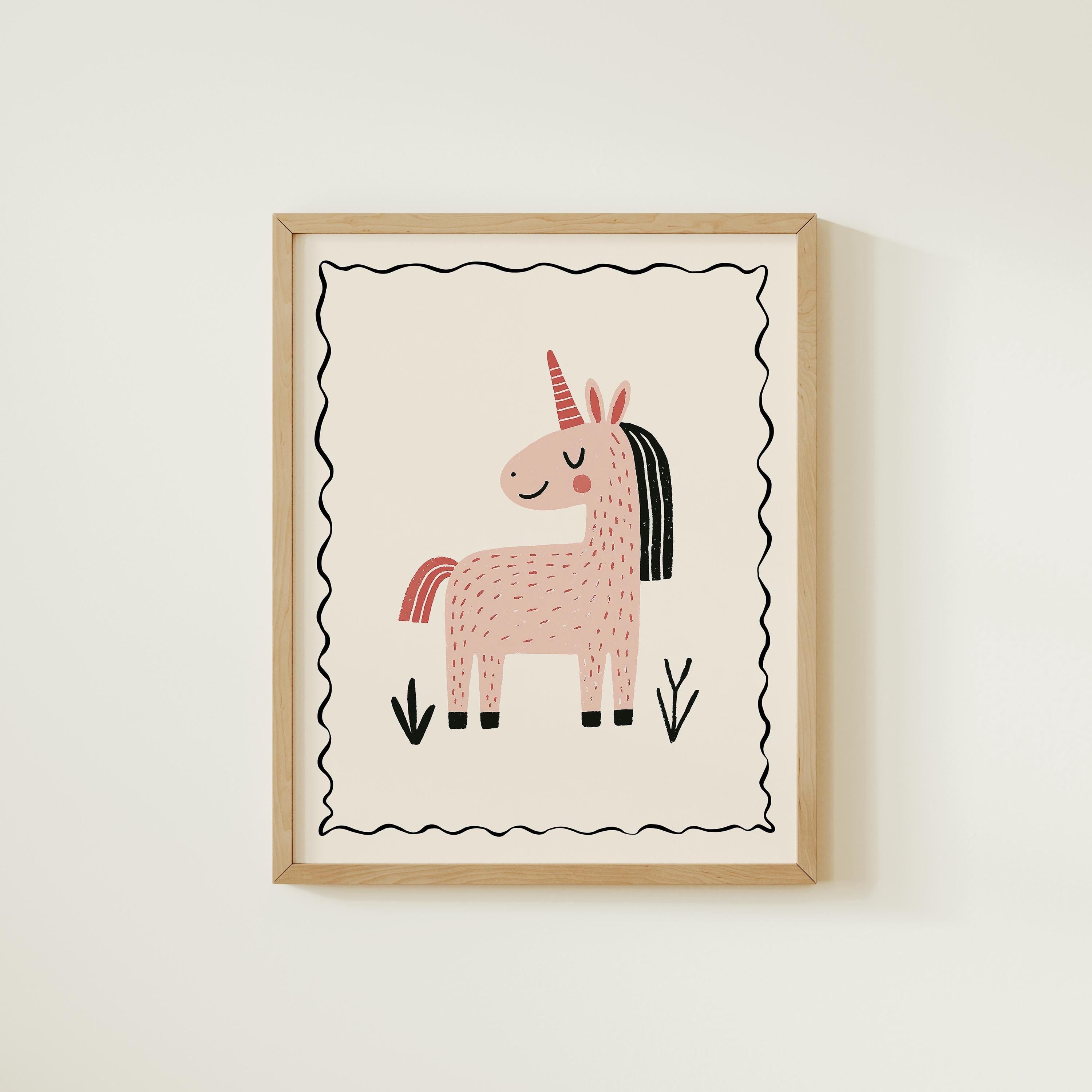 Pink unicorn nursery print