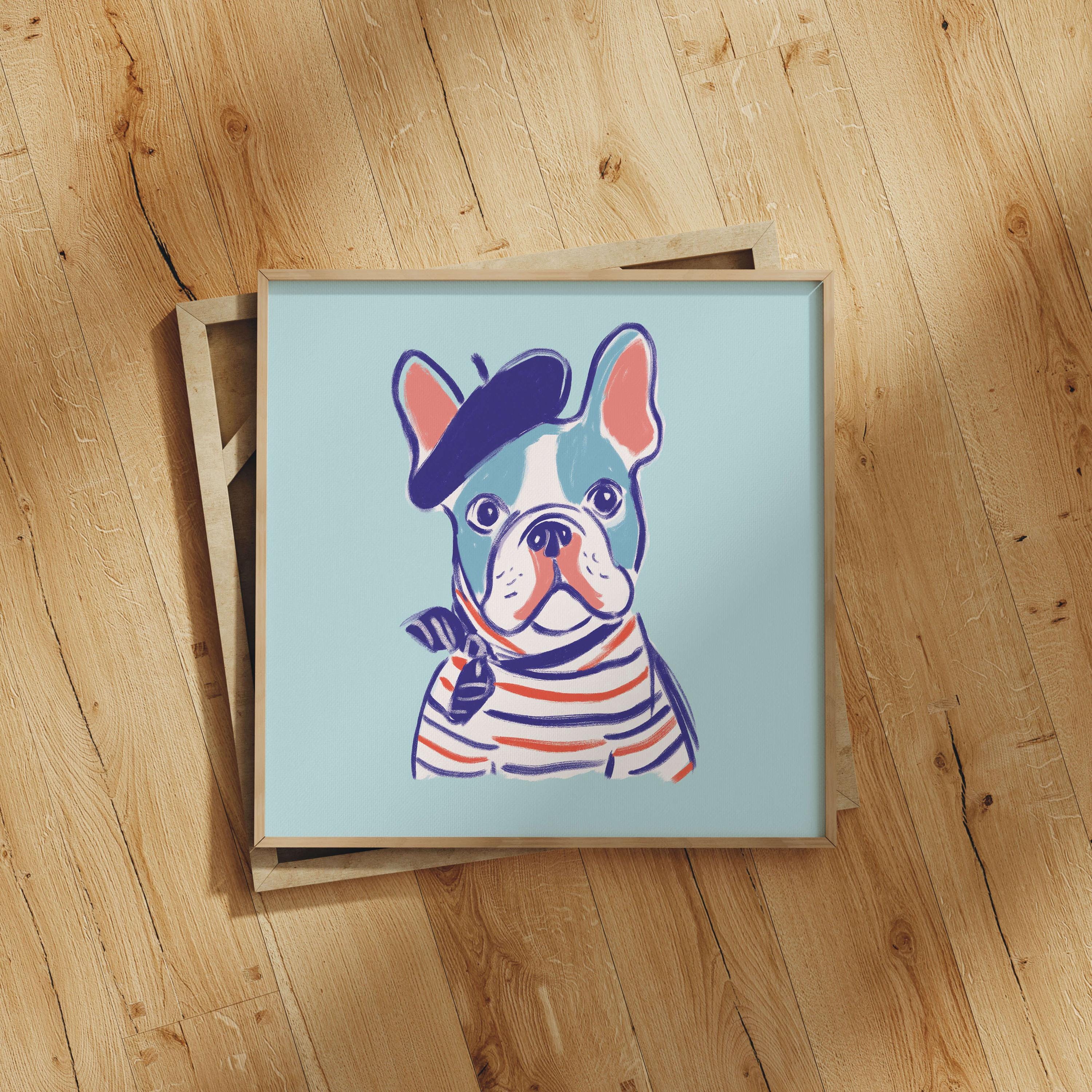 French Bulldog beret art print