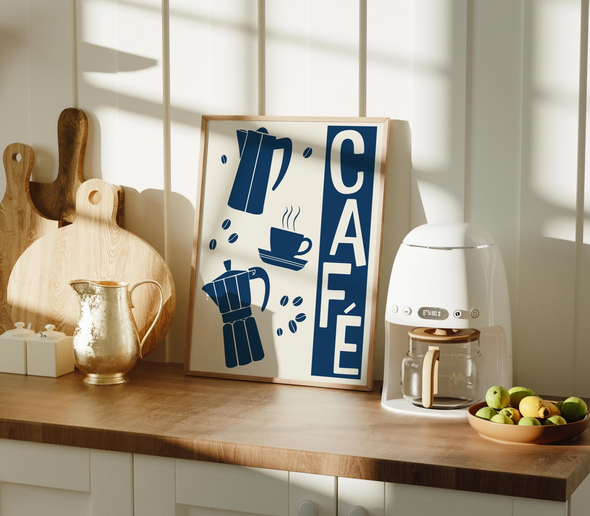 Cafe Coffee Art Print, Stovetop Espresso Maker Kitchen Decor - The FlatFile Society