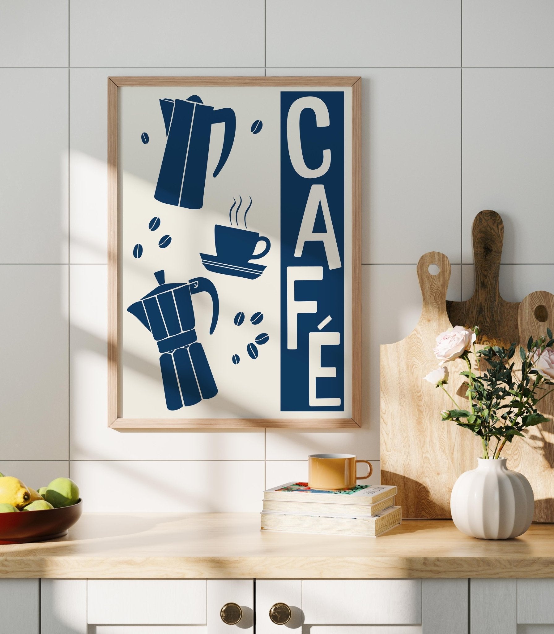 Cafe Coffee Art Print, Stovetop Espresso Maker Kitchen Decor - The FlatFile Society