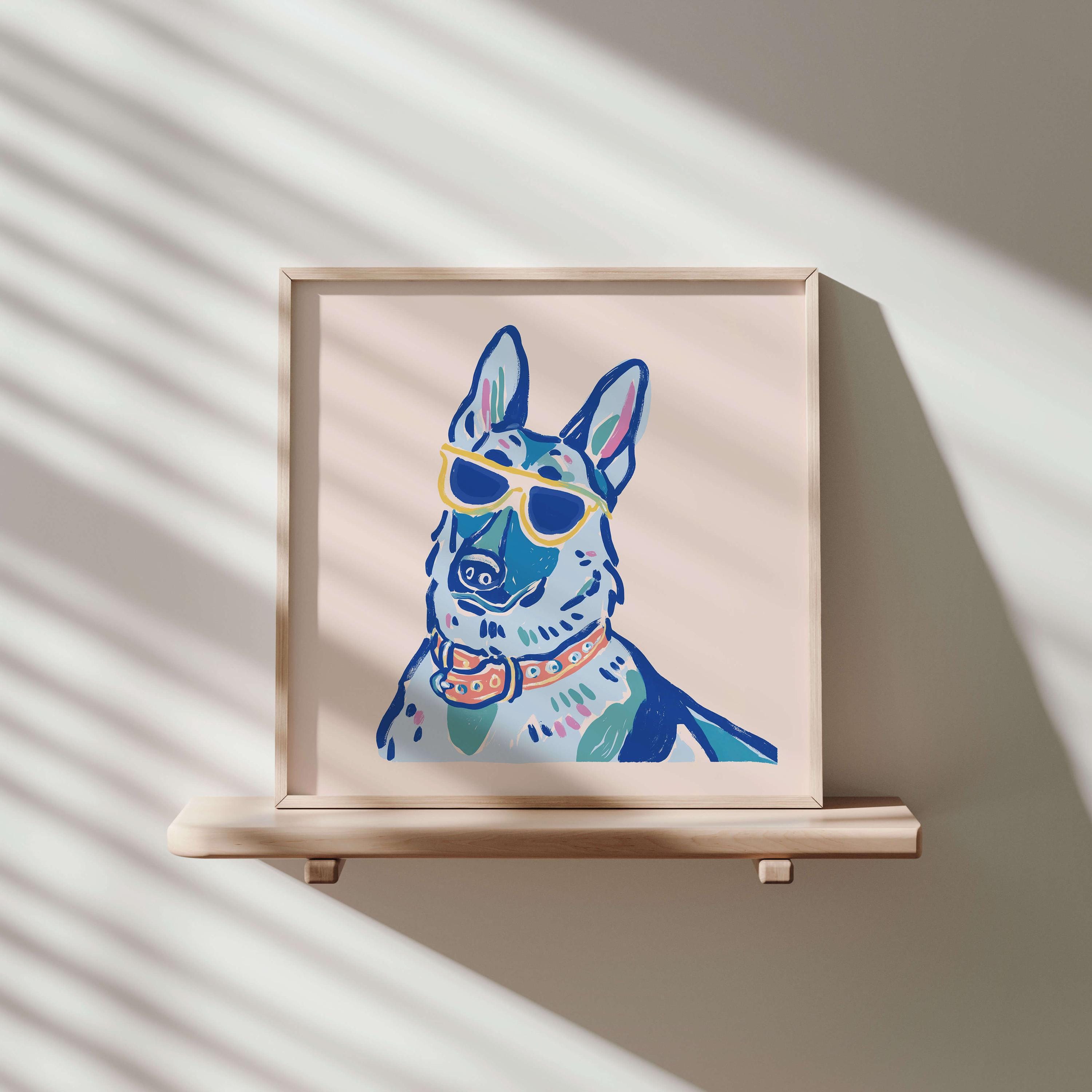 German Shepherd sunglasses art print