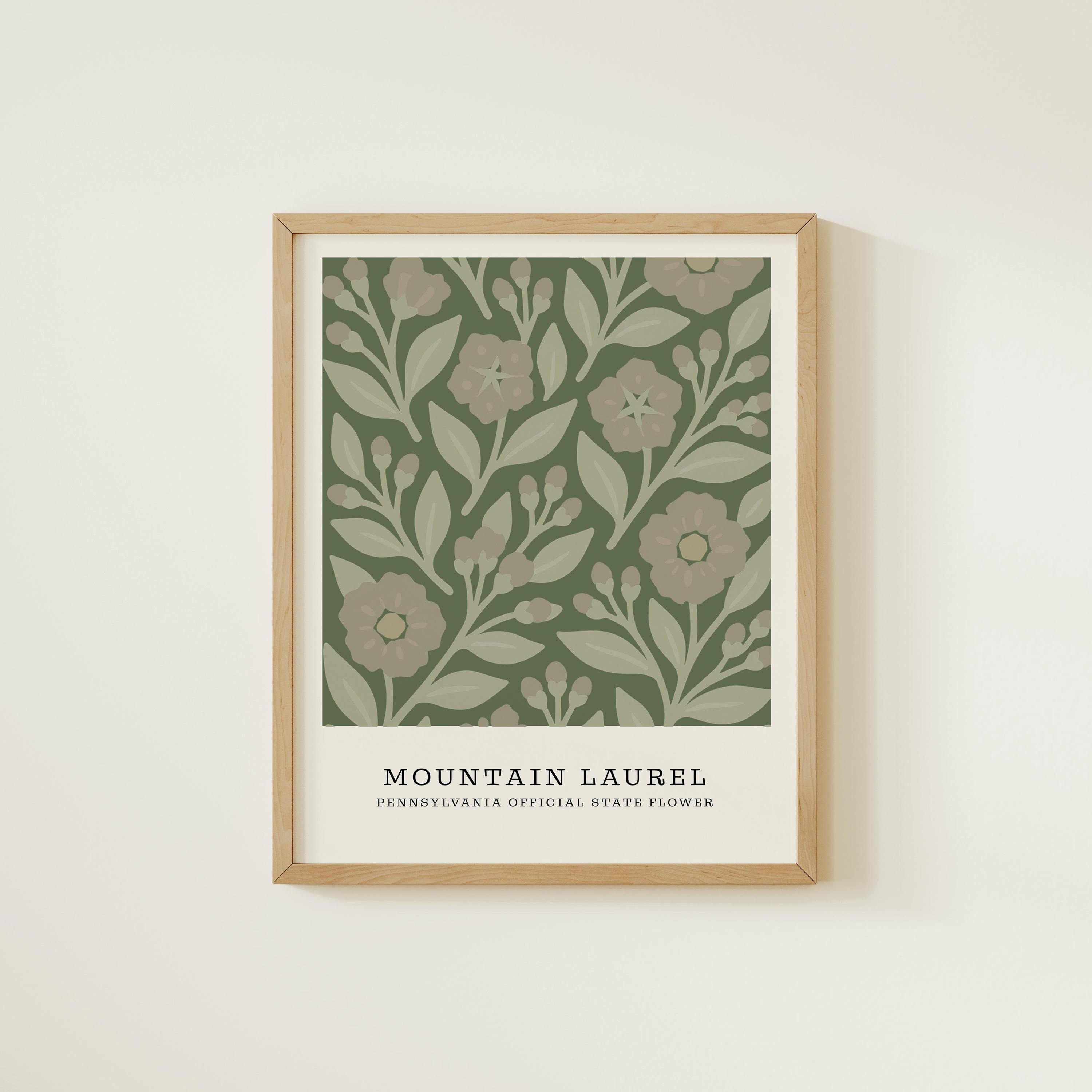 Pennsylvania state flower art print, mountain laurel
