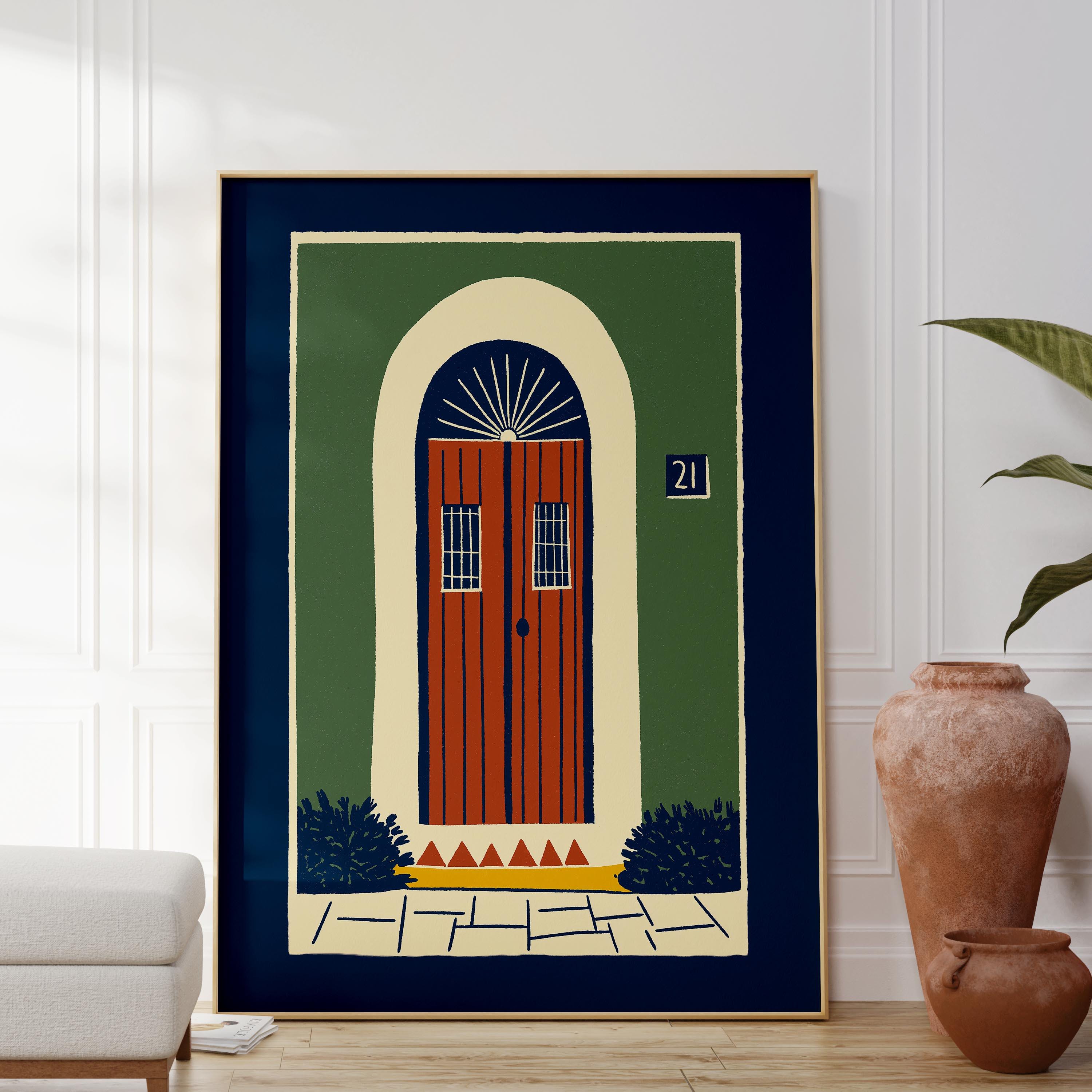 Old San Juan colorful door art print, Puerto Rico