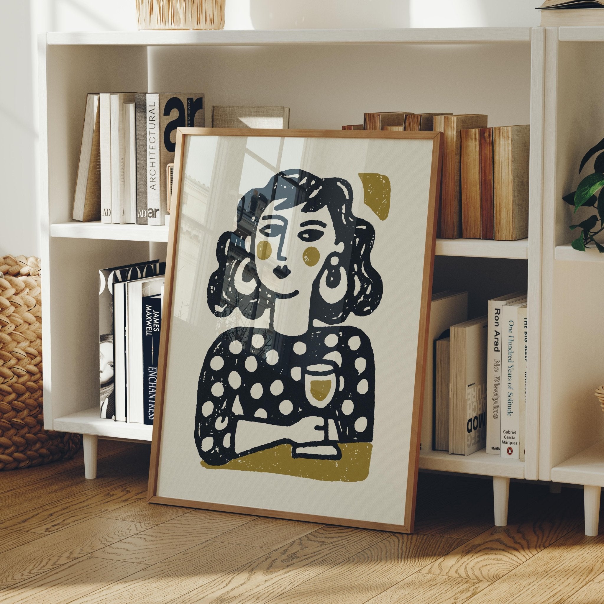 Champagne and Charm, Polka Dot Woman Art Print - The FlatFile Society