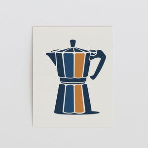 Color Block Moka Pot Art Print, Modern Coffee Wall Decor - The FlatFile Society