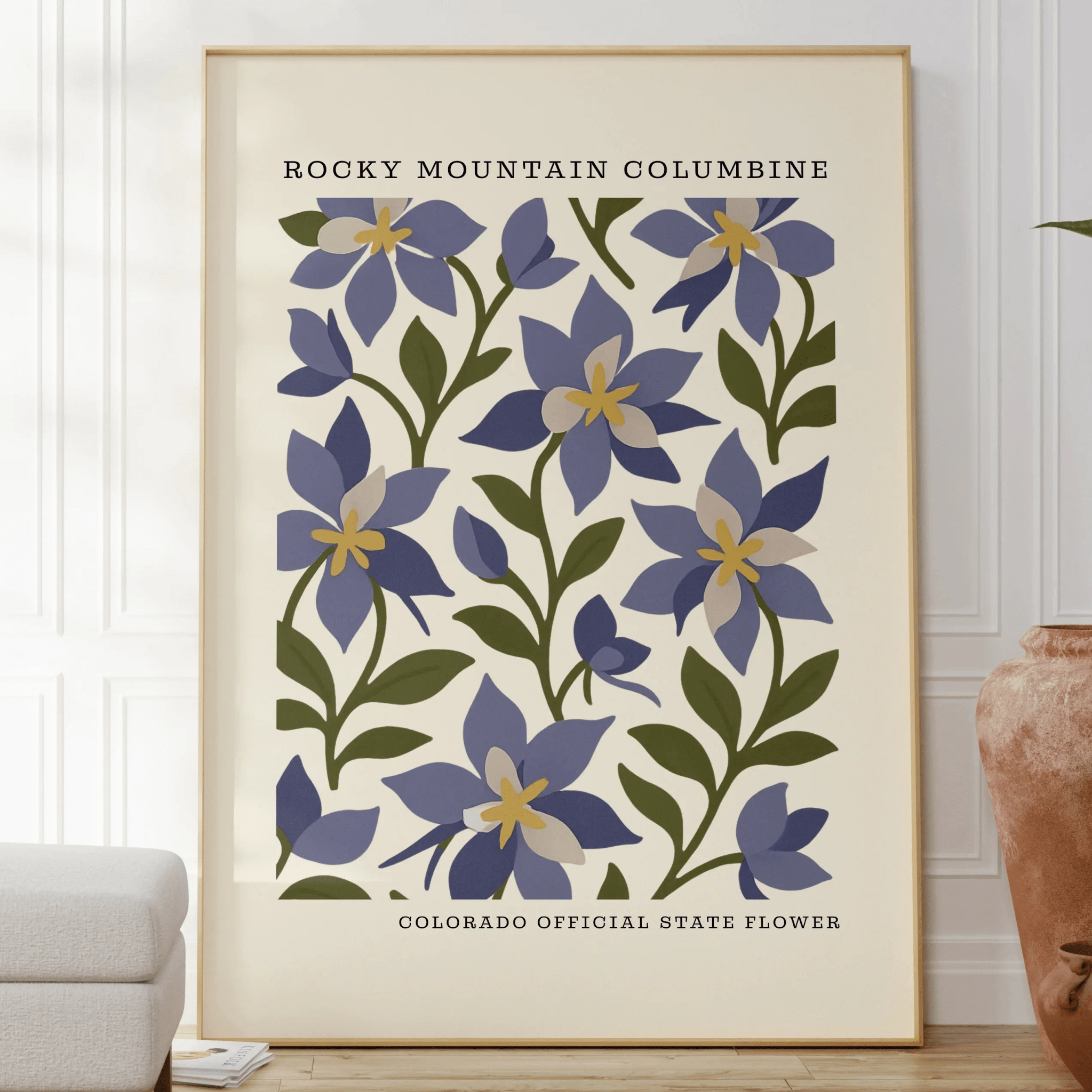 Colorado State Flower Art Print – Rocky Mountain Columbine - The FlatFile Society