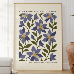 Colorado State Flower Art Print – Rocky Mountain Columbine - The FlatFile Society