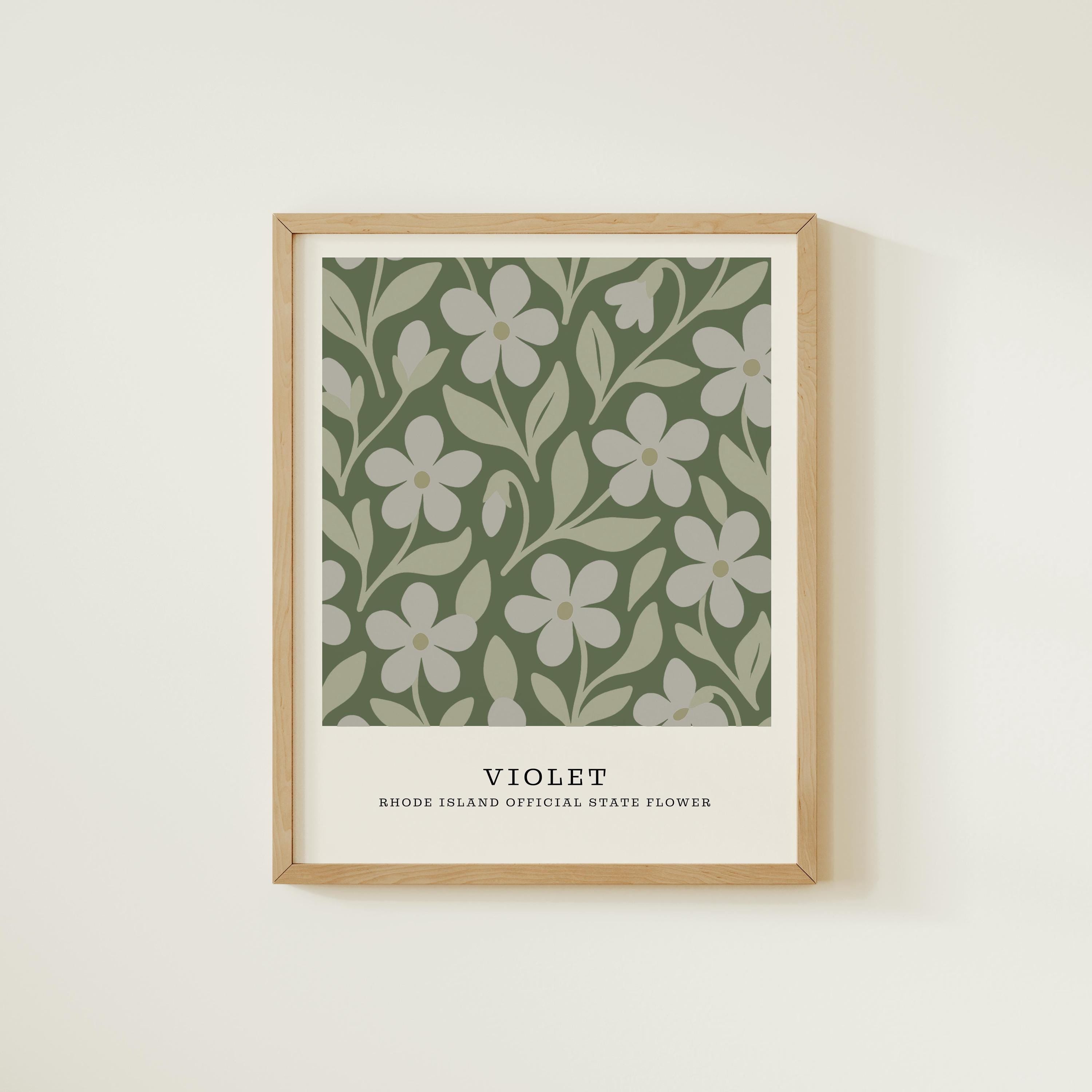 Rhode Island state flower art print, violet