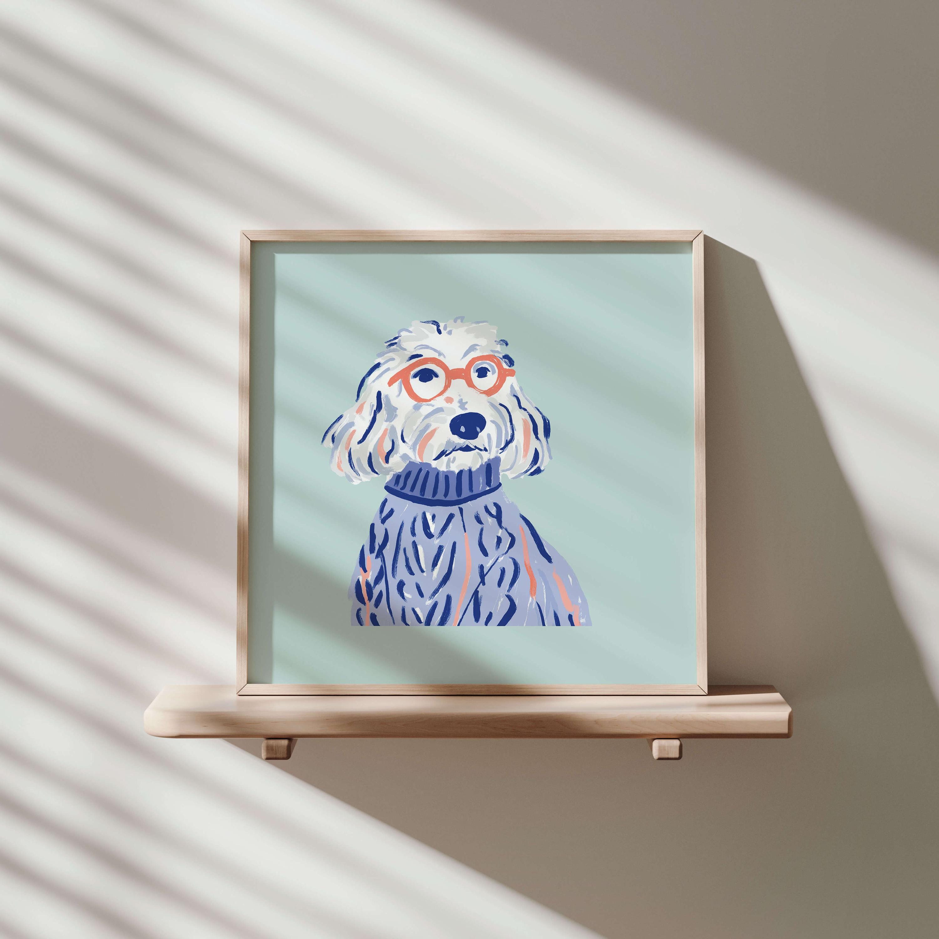 Maltese orange glasses art print