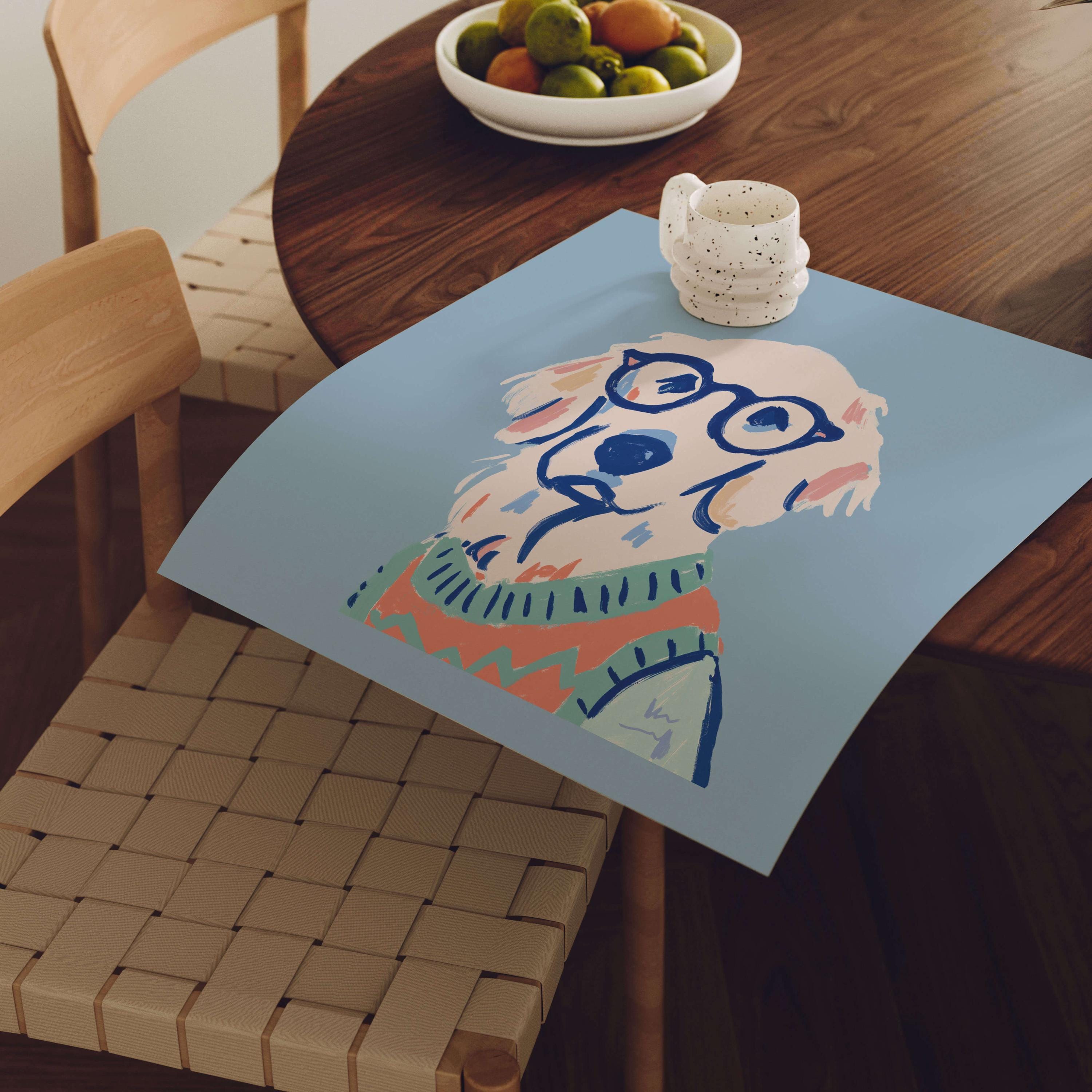 Golden Retriever Sweater Art Print