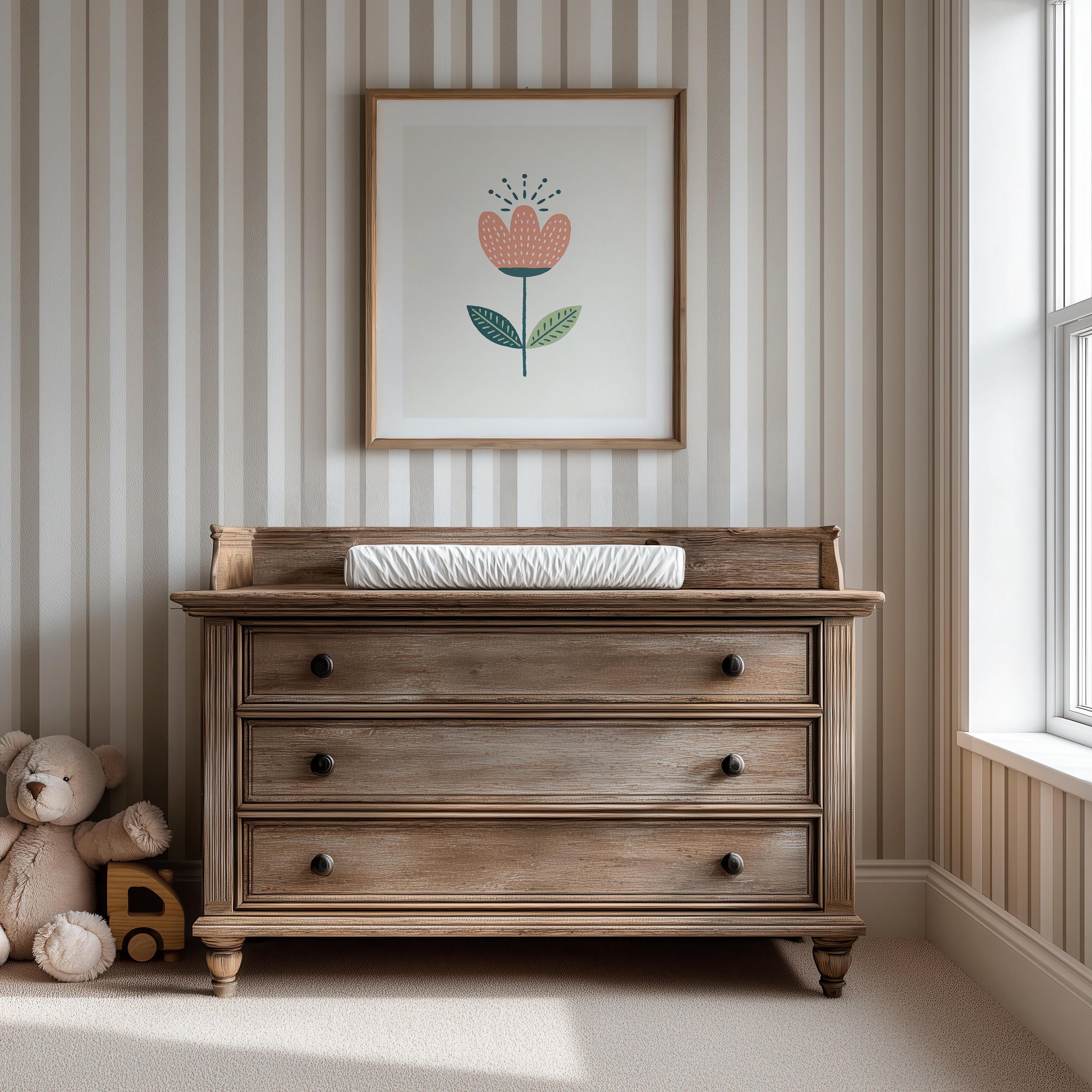 Pink tulip nursery print