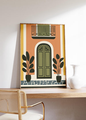 Old San Juan balcony door art print, Puerto Rico