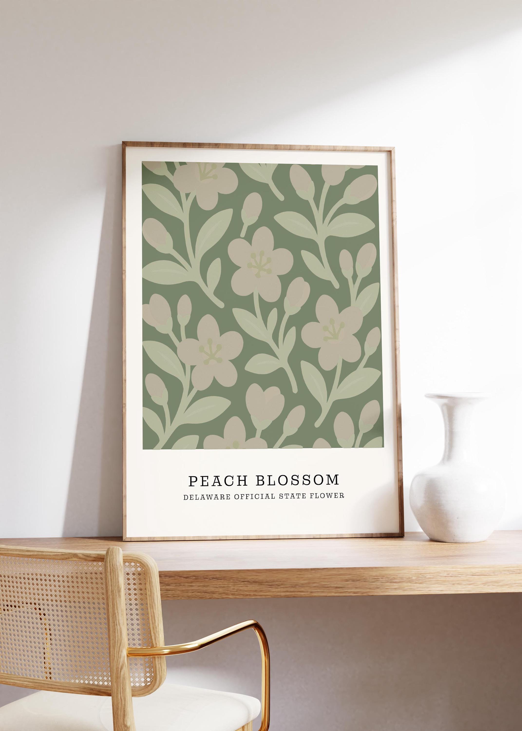 Delaware state flower art print, peach blossom