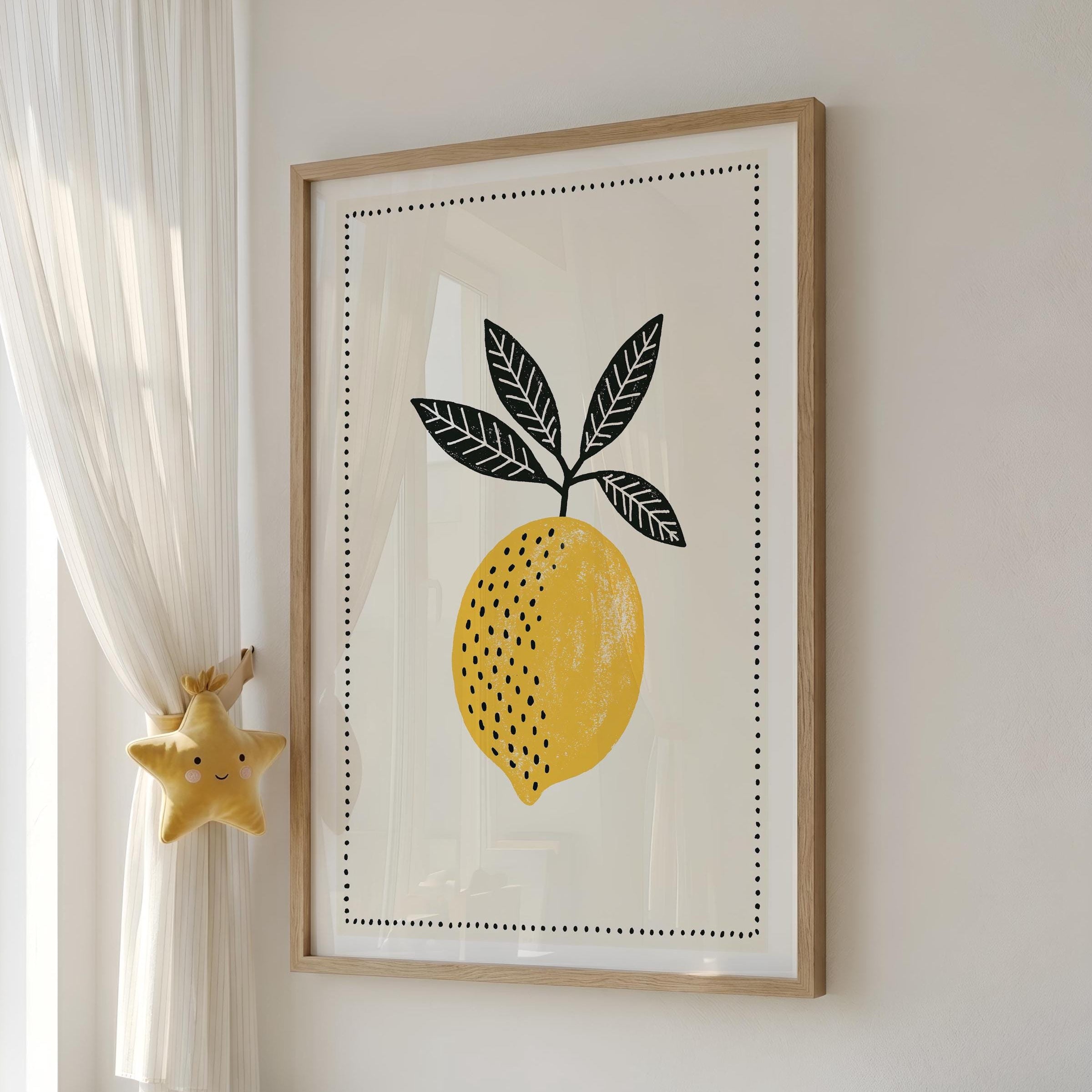 Yellow lemon nursery print