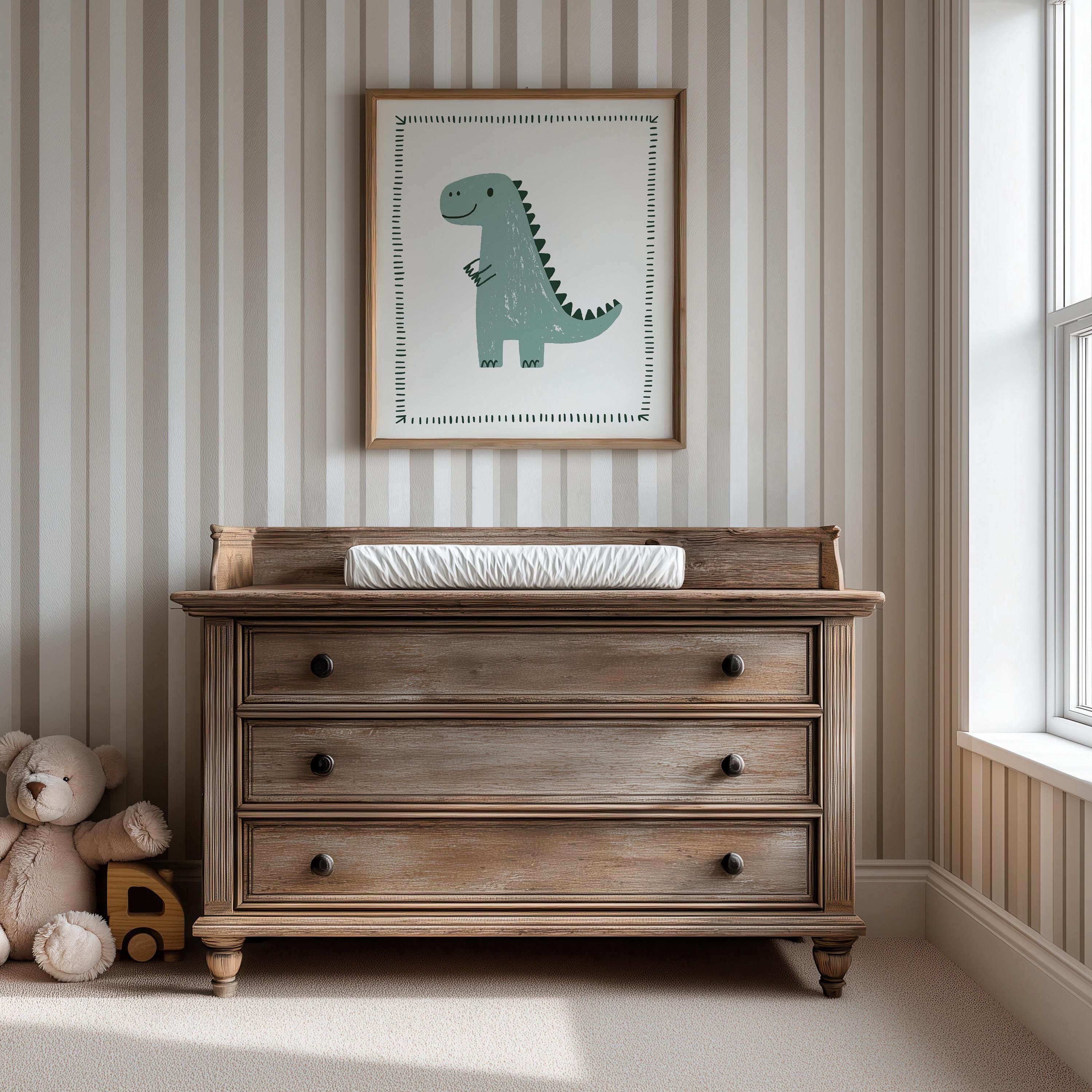 Sage T-Rex Nursery Print