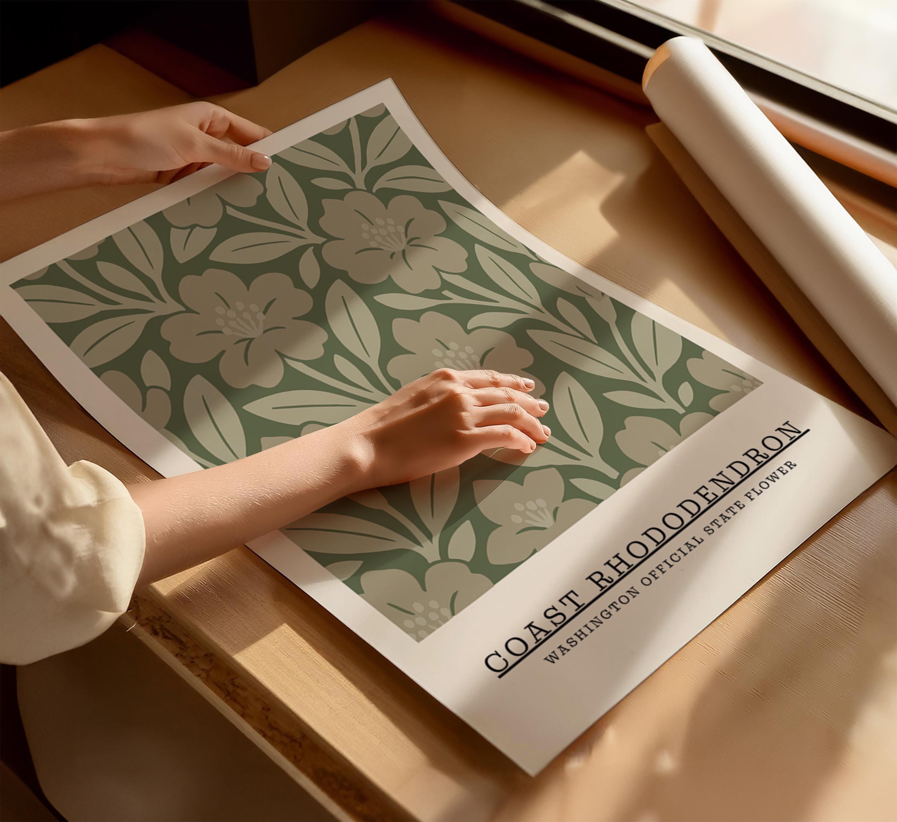 Washington state flower art print, coast rhododendron
