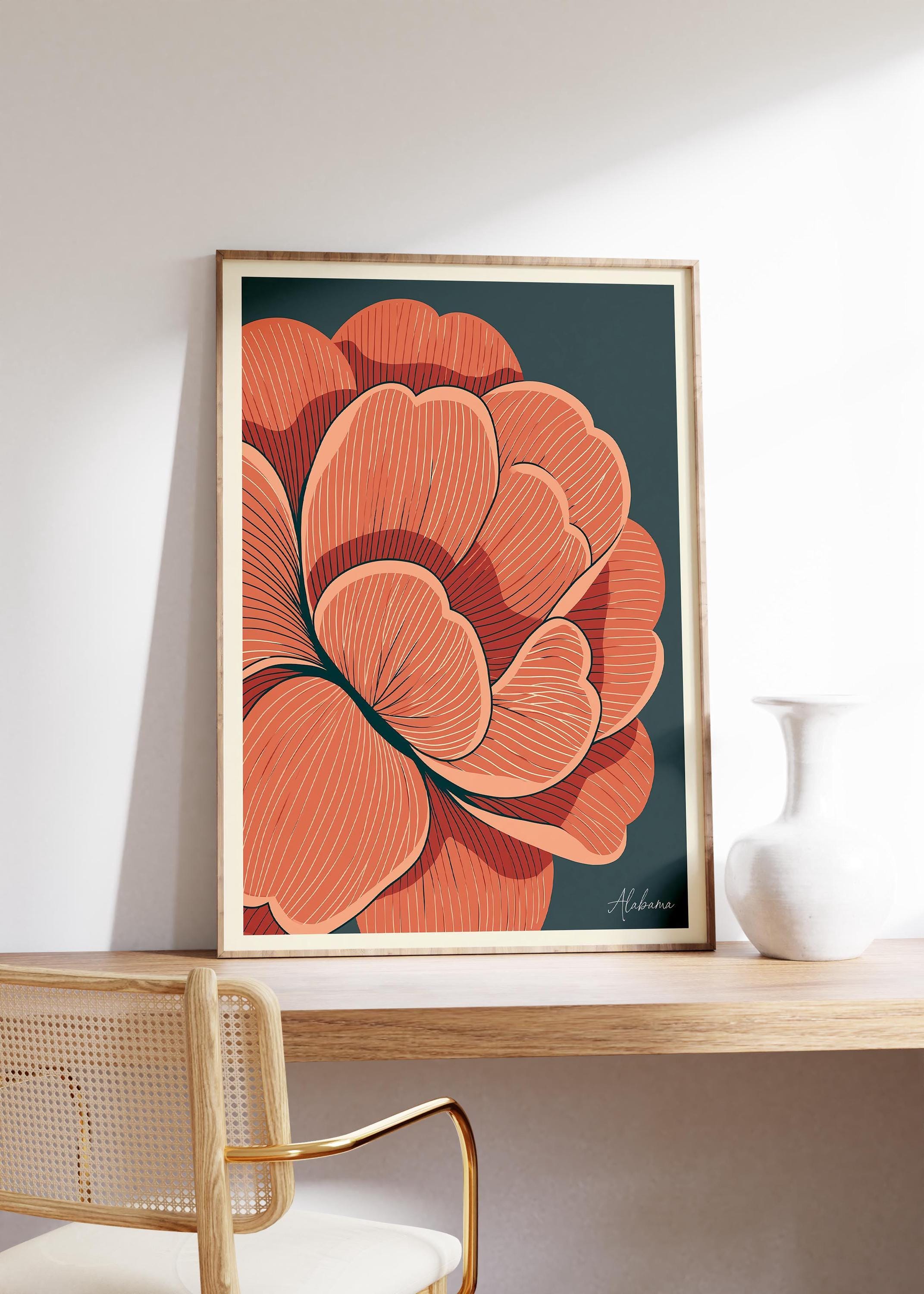 Alabama state flower art print, camellia