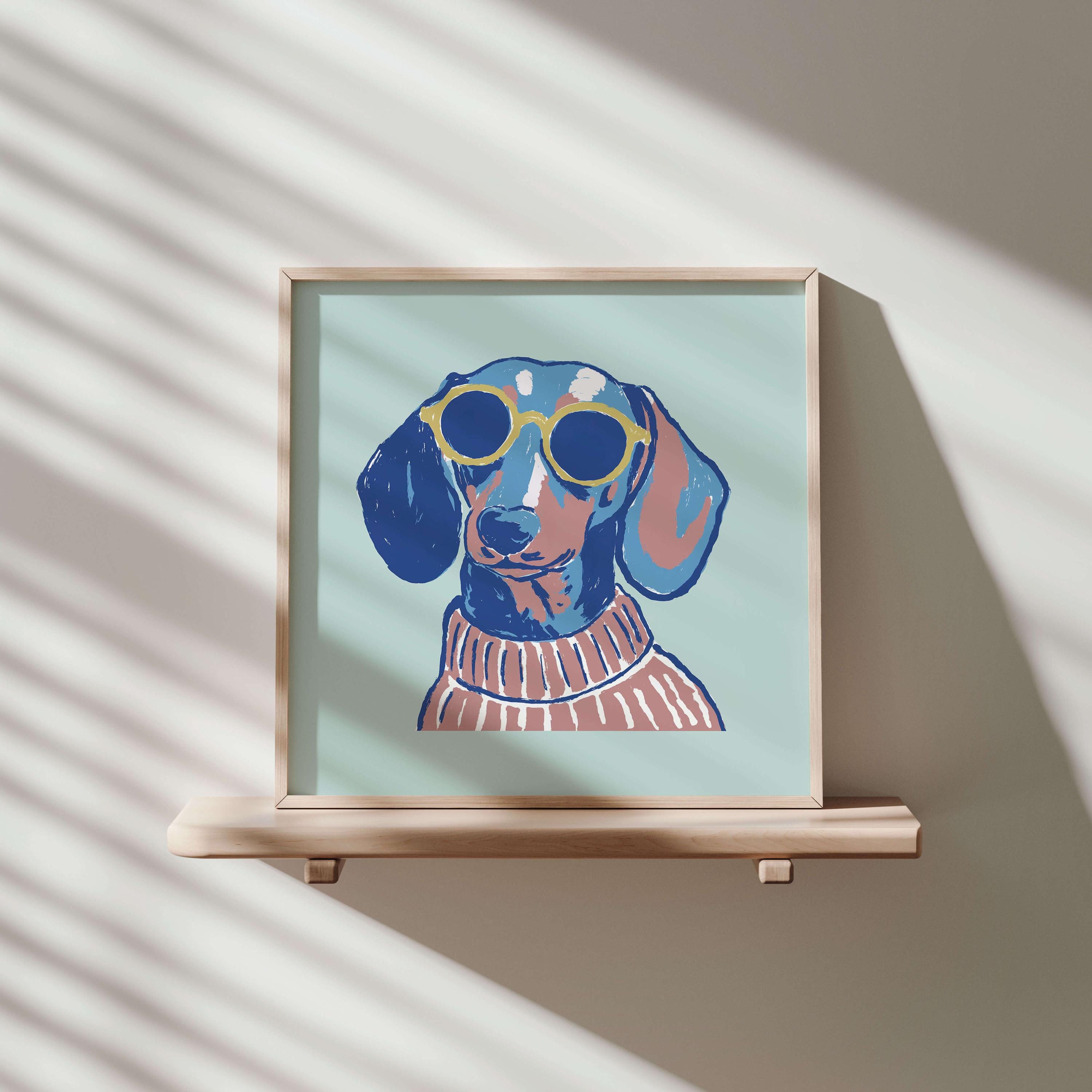 Dachshund glasses art print