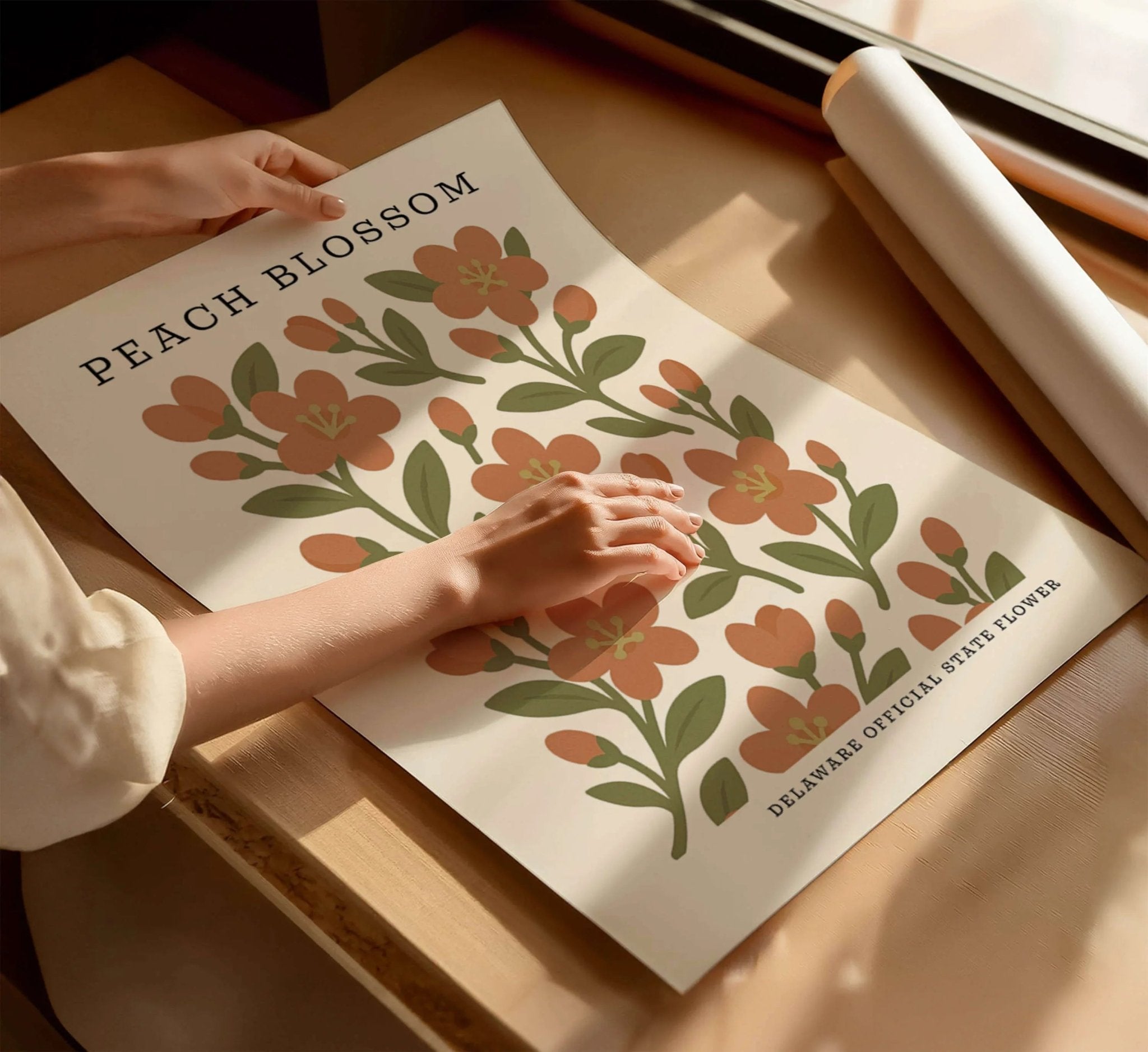 Delaware State Flower Art Print – Peach Blossom - The FlatFile Society
