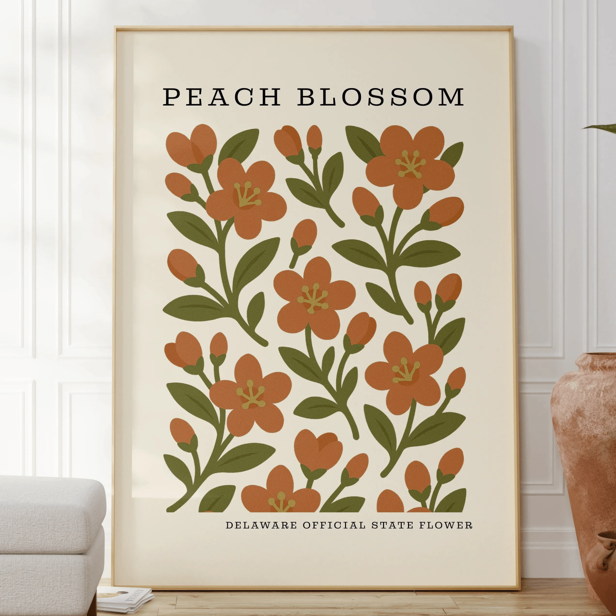 Delaware State Flower Art Print – Peach Blossom - The FlatFile Society