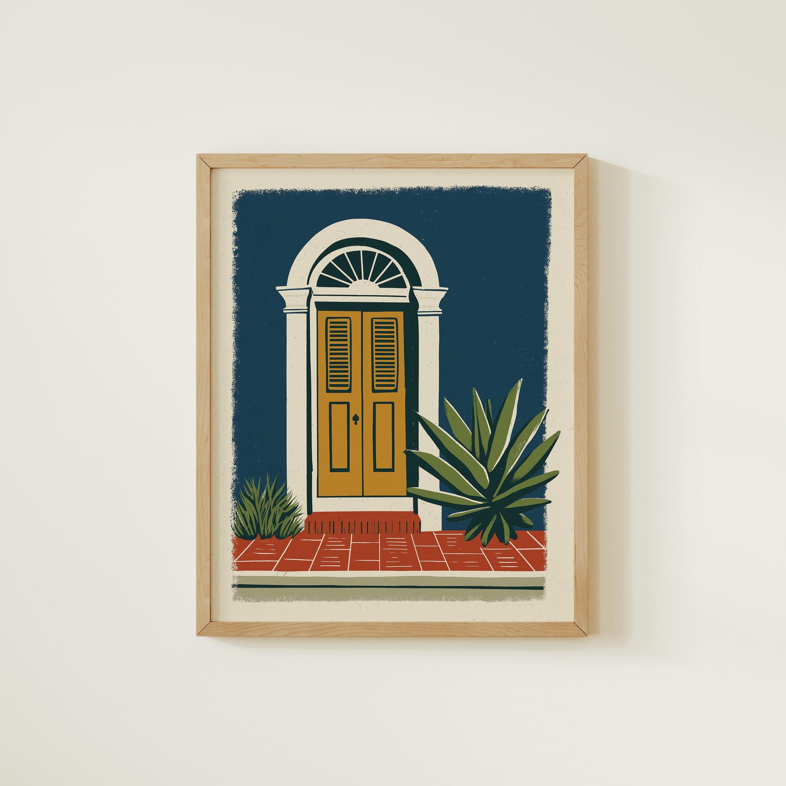 Old San Juan colorful door art print, Puerto Rico