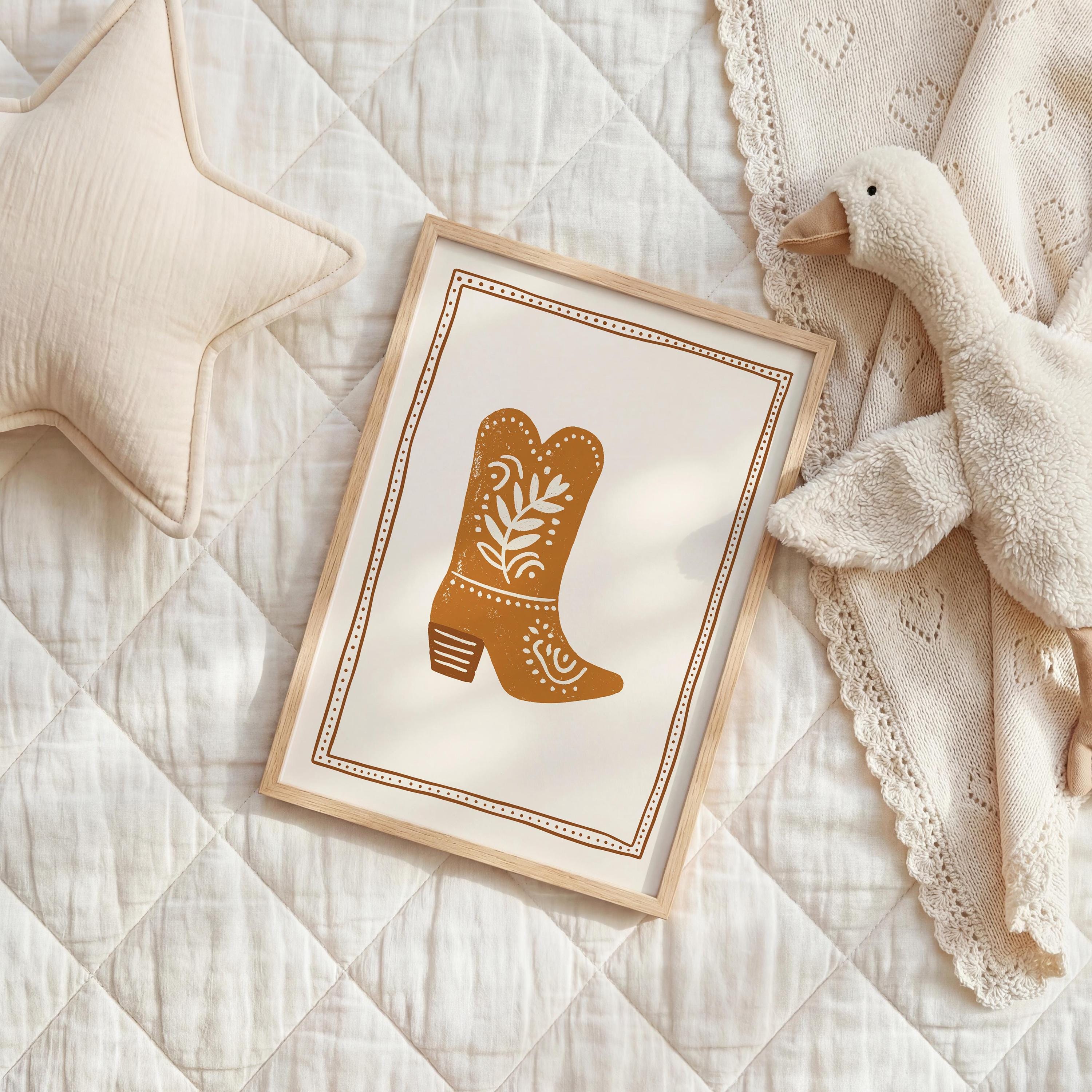 Cowboy boot nursery print