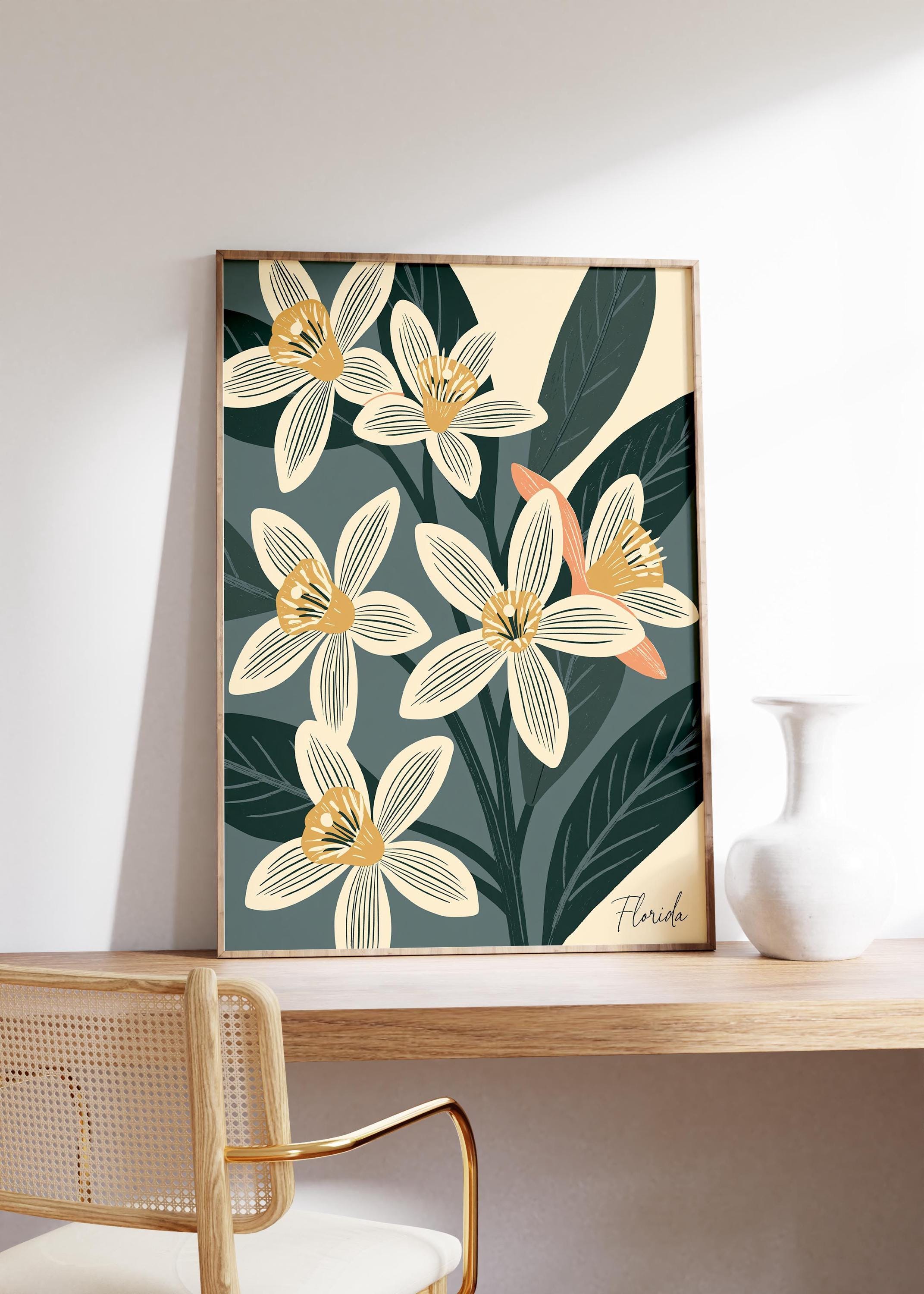 Florida state flower art print, orange blossom