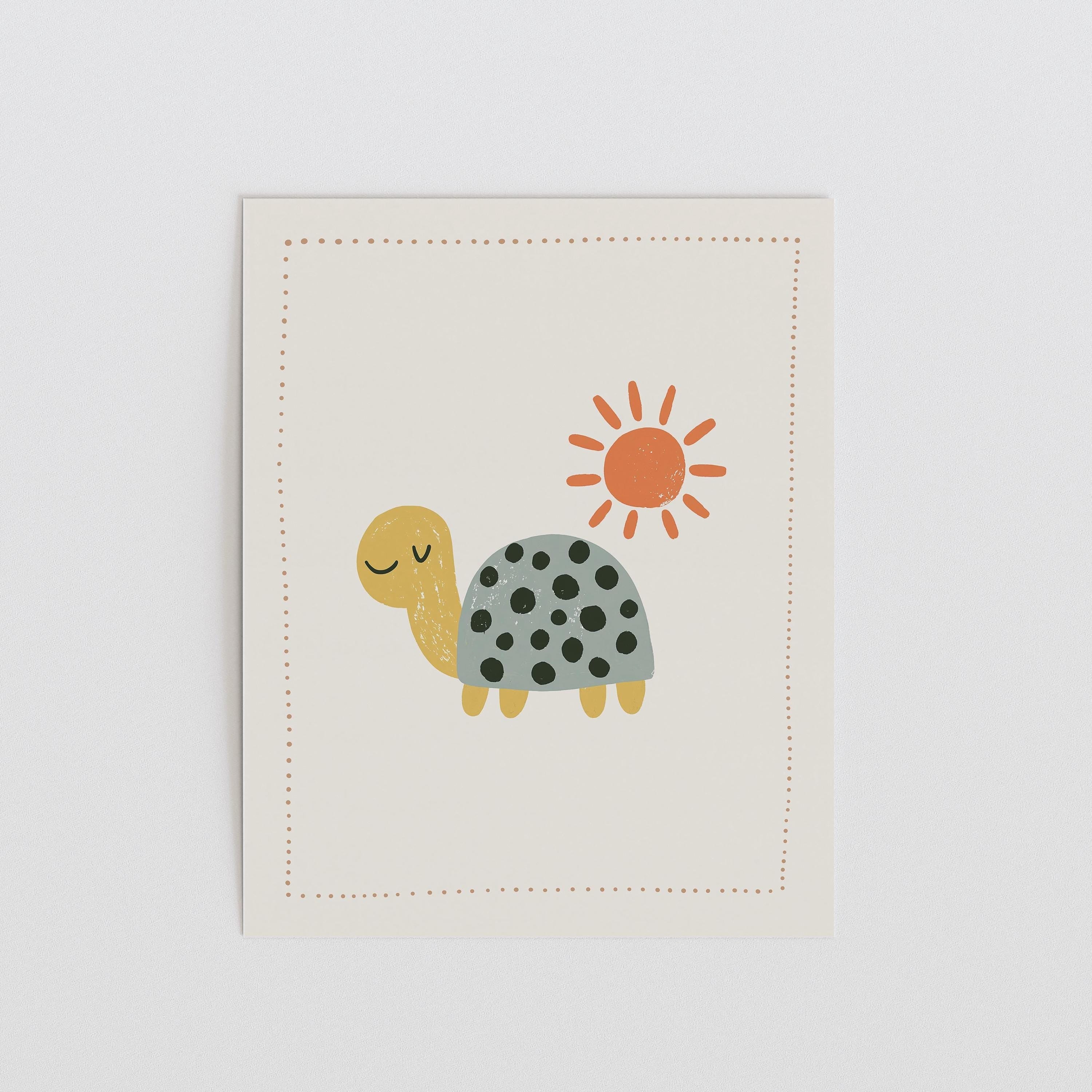Blue turtle with sun nursery print