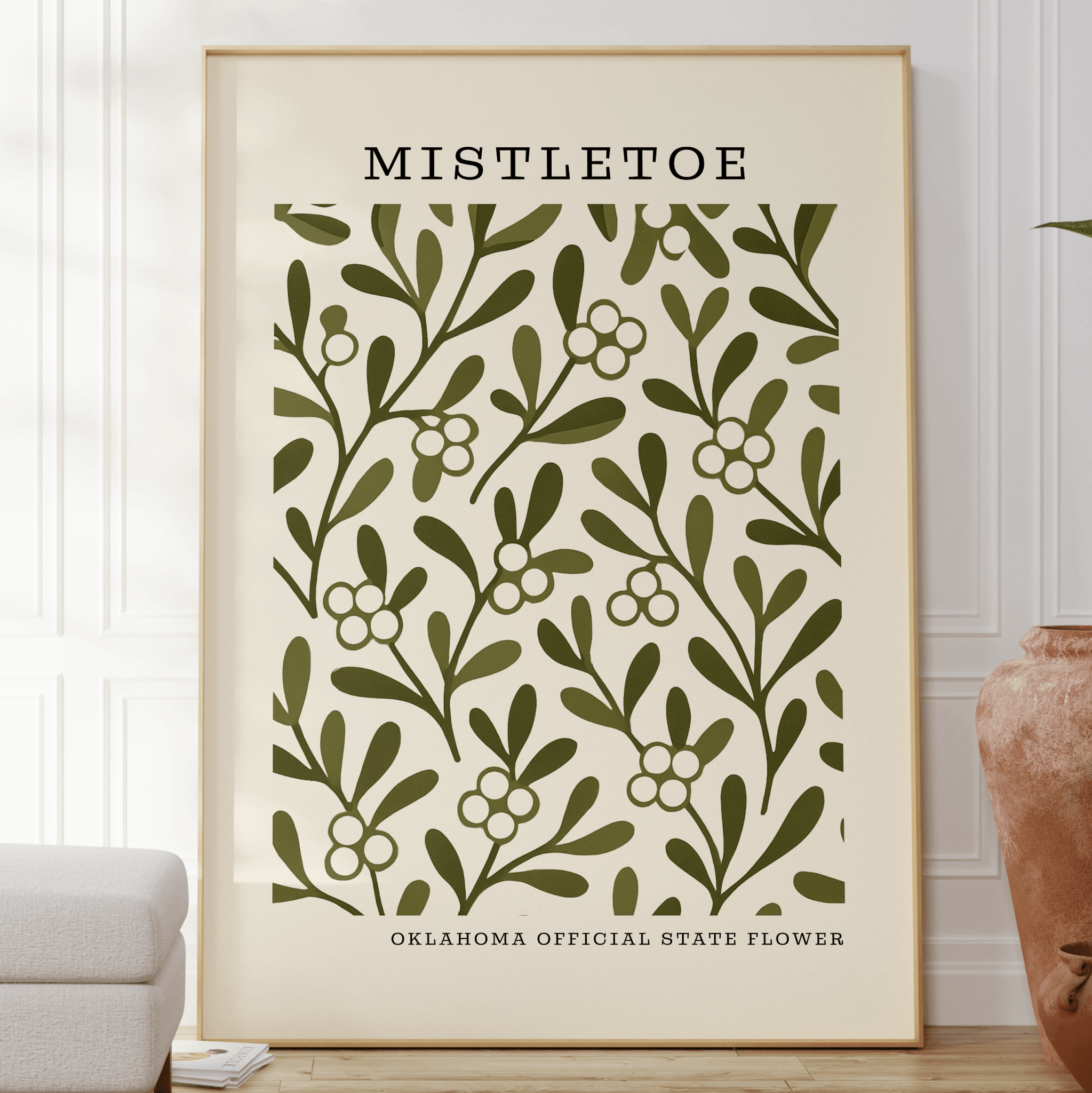 Oklahoma state flower art print, mistletoe