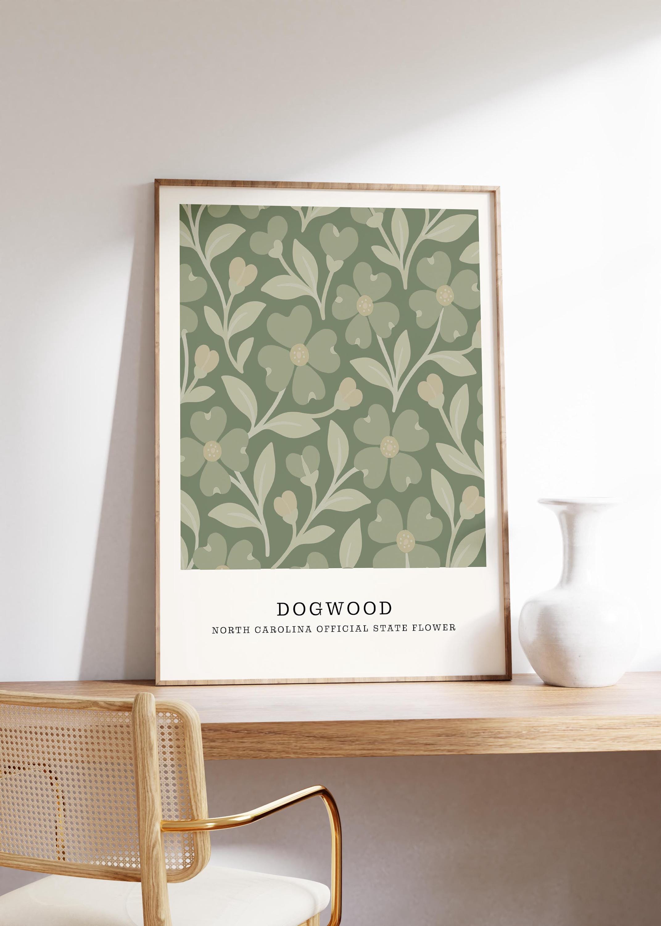 North Carolina state flower art print, dogwood