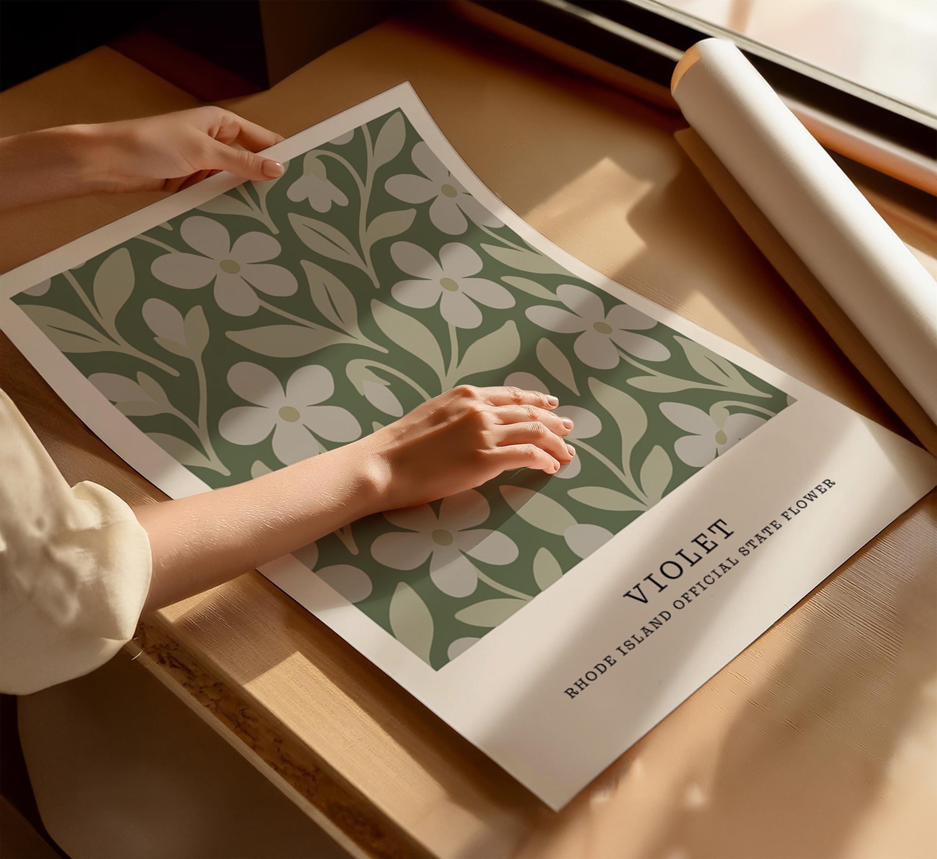 Rhode Island state flower art print, violet