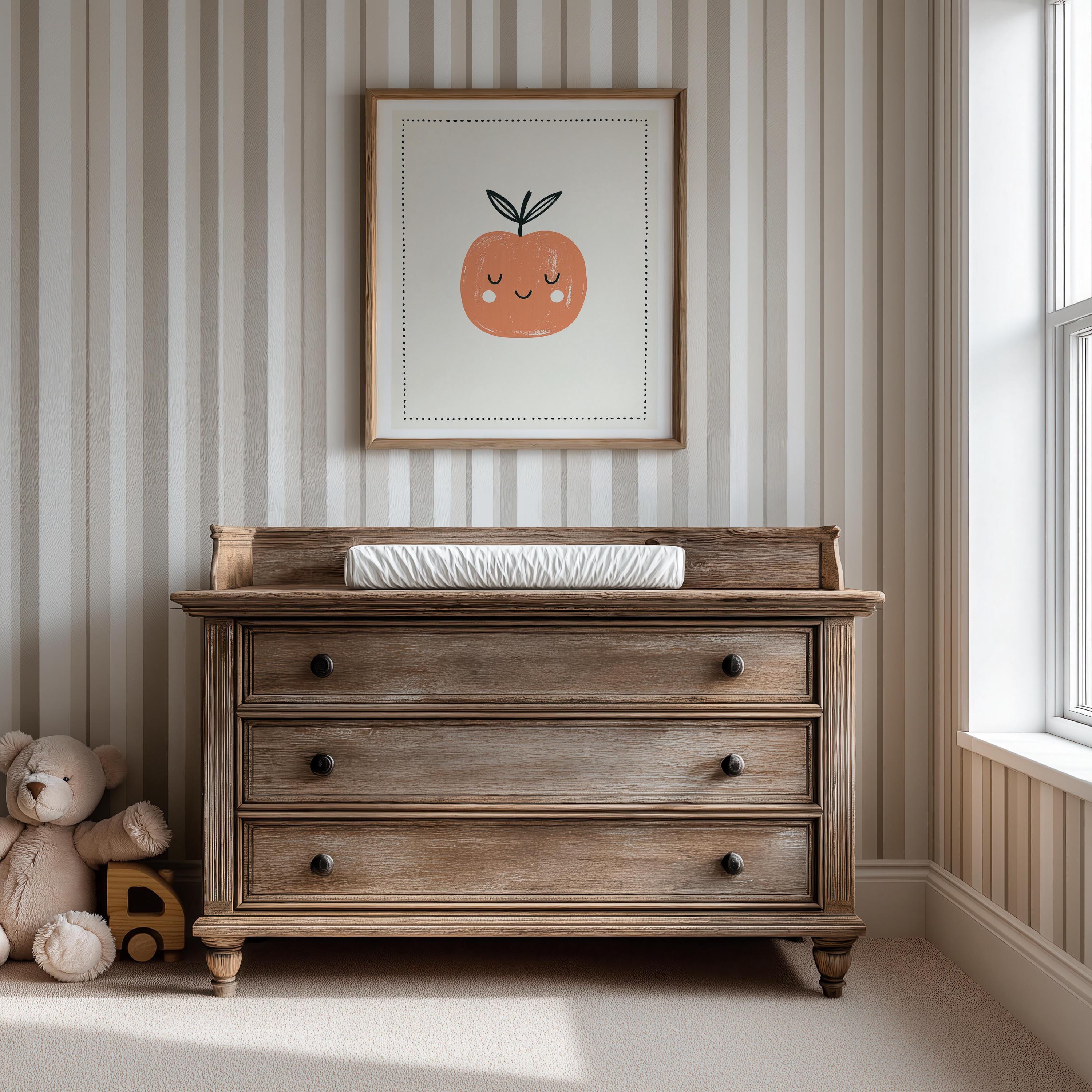 Pink apple nursery print