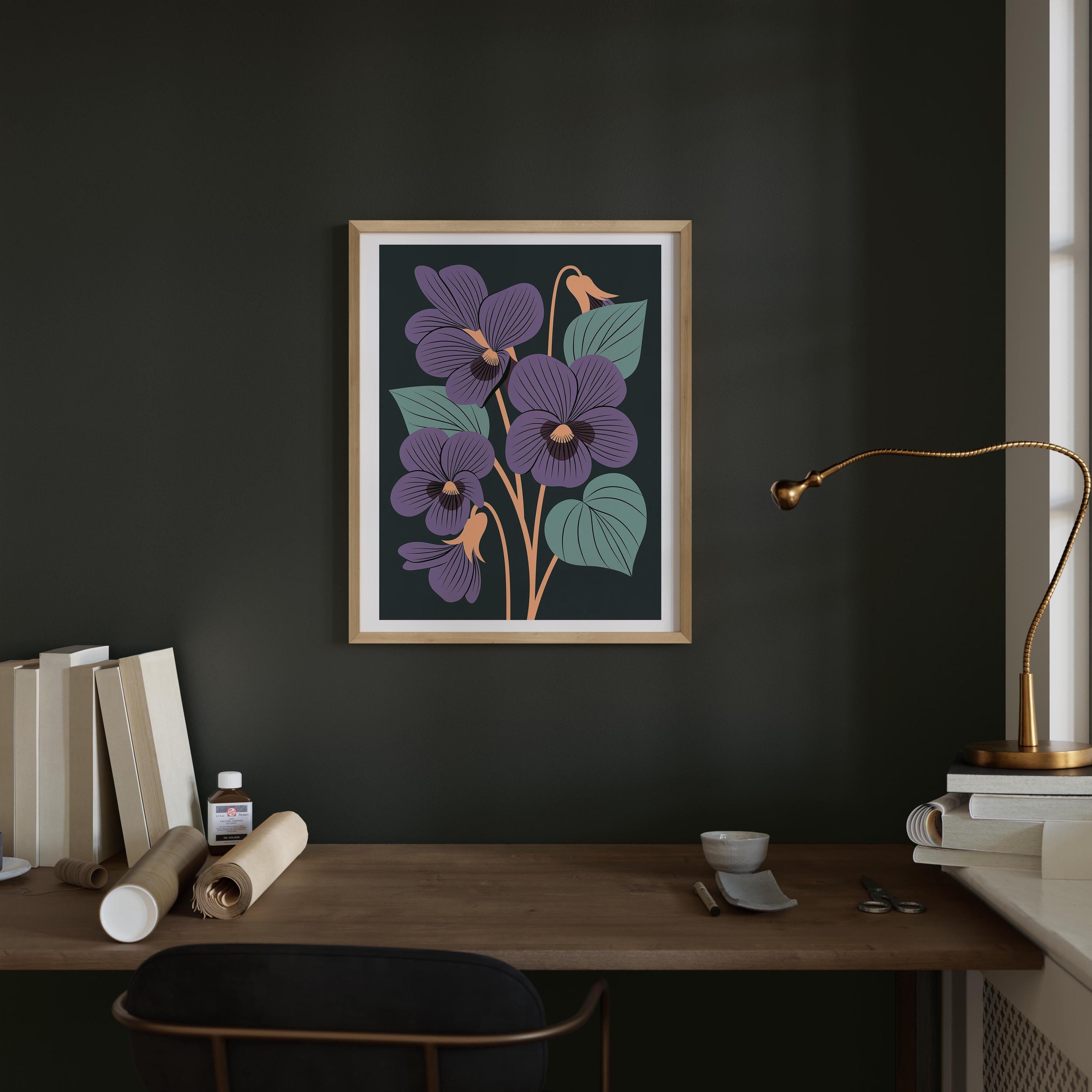 Illinois state flower art print, violet