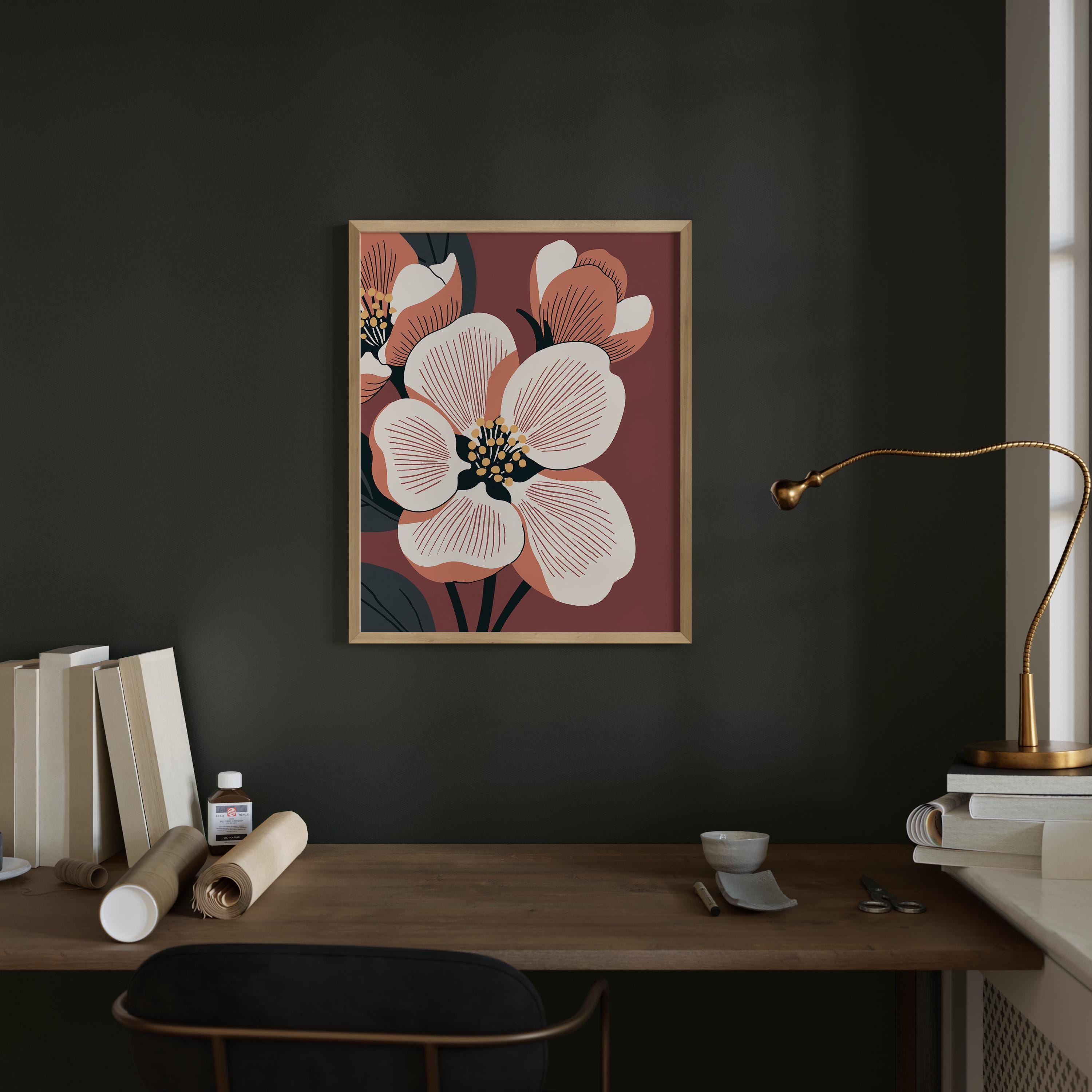 Michigan state flower art print, apple blossom