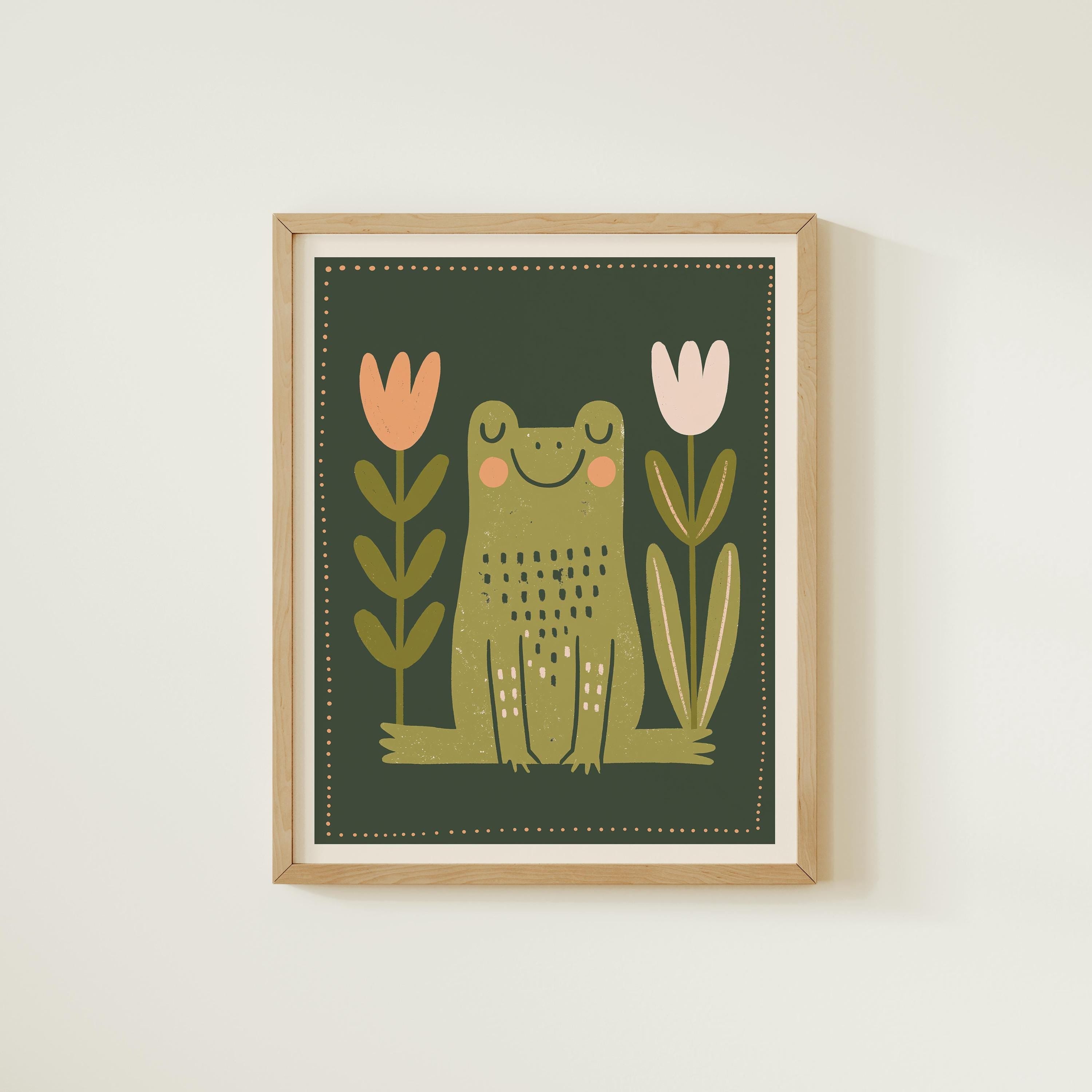Green frog nursery print