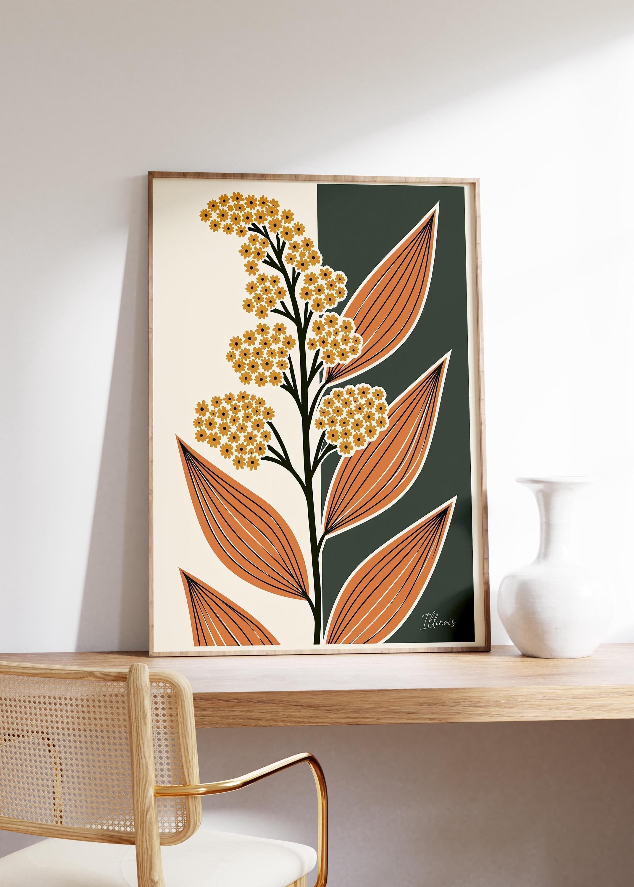 Kentucky state flower art print, goldenrod