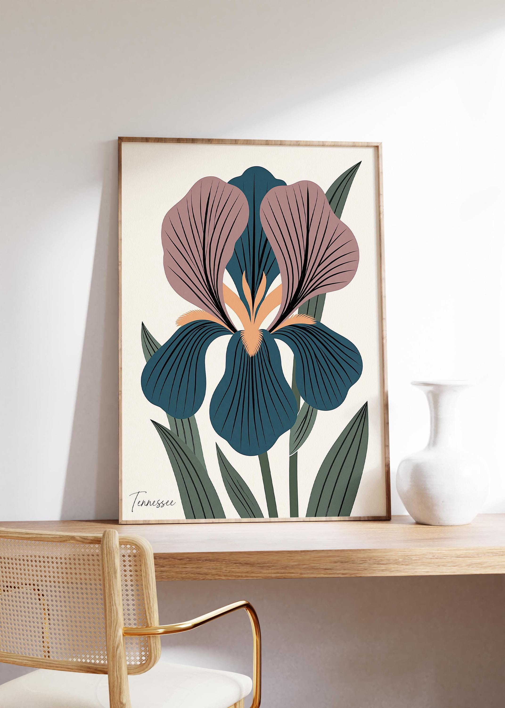 Tennessee state flower art print, iris