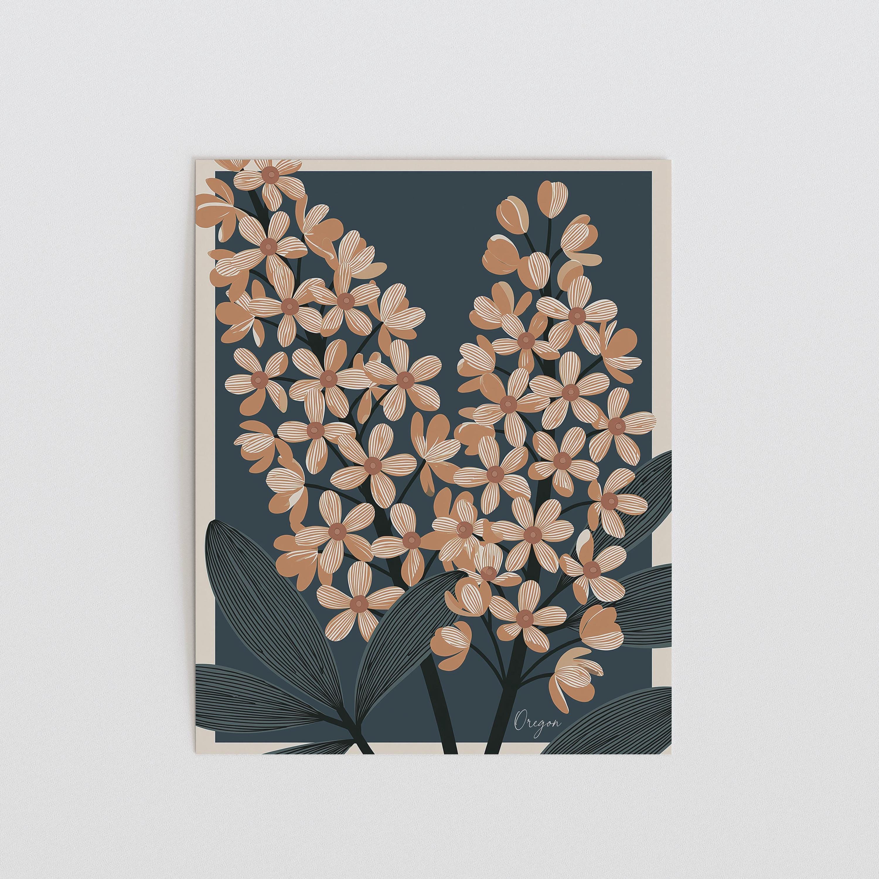 Oregon state flower art print, Oregon grape