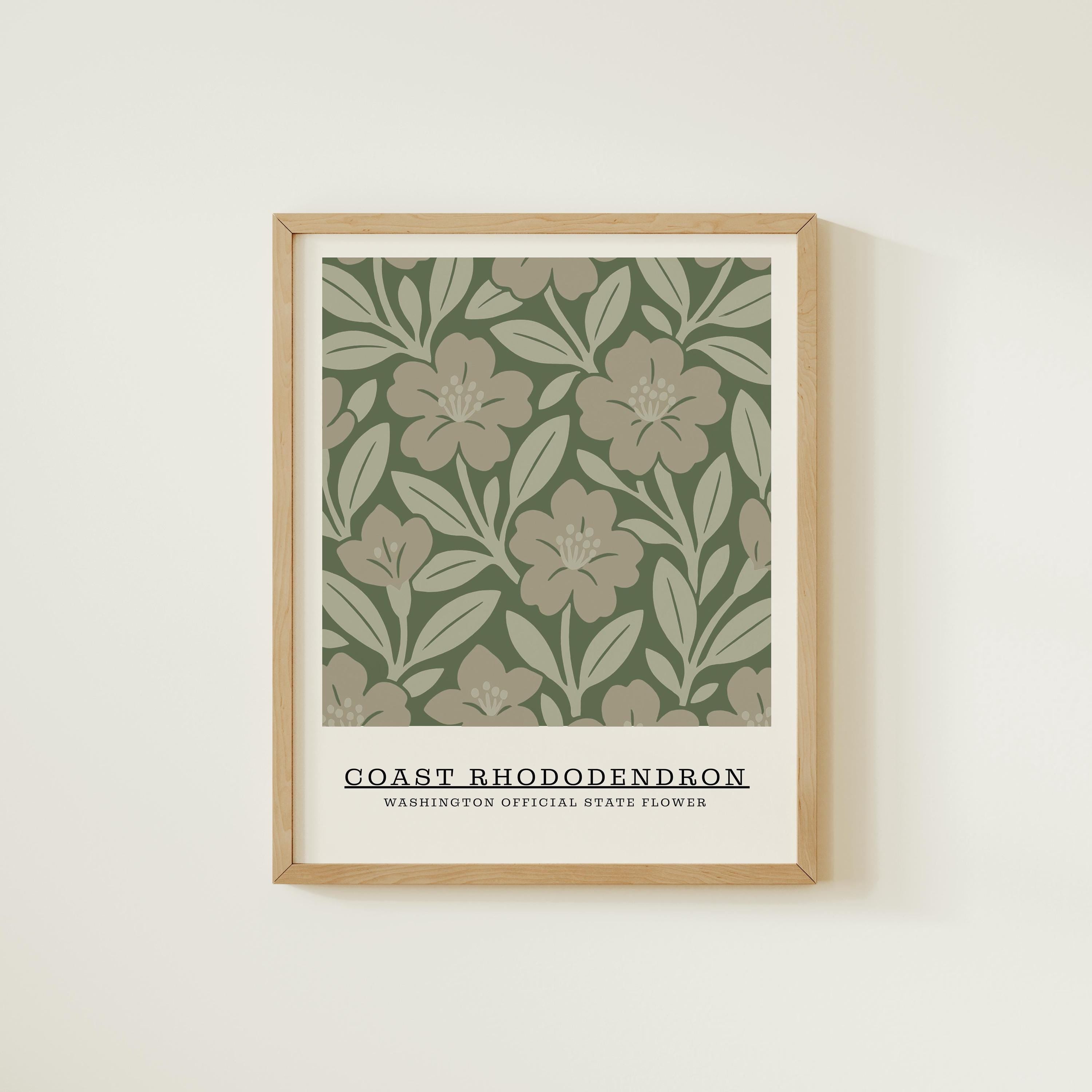 Washington state flower art print, coast rhododendron